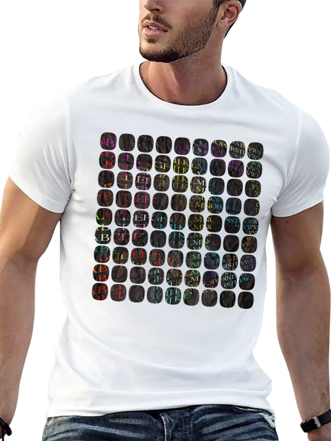 Alphabet Letter Art Print Crewneck T-Shirt