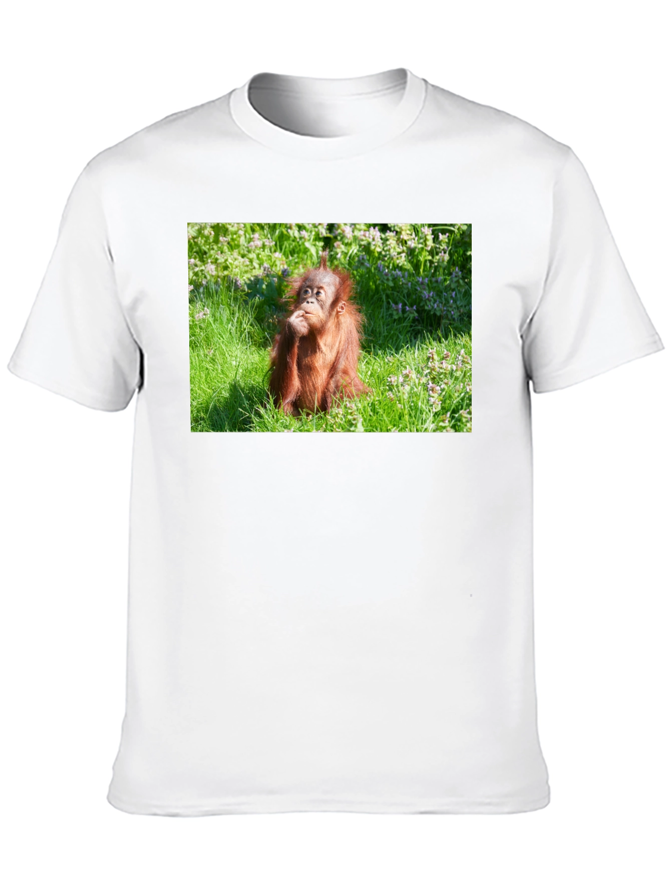 Orangutan in Grass Black T-Shirt