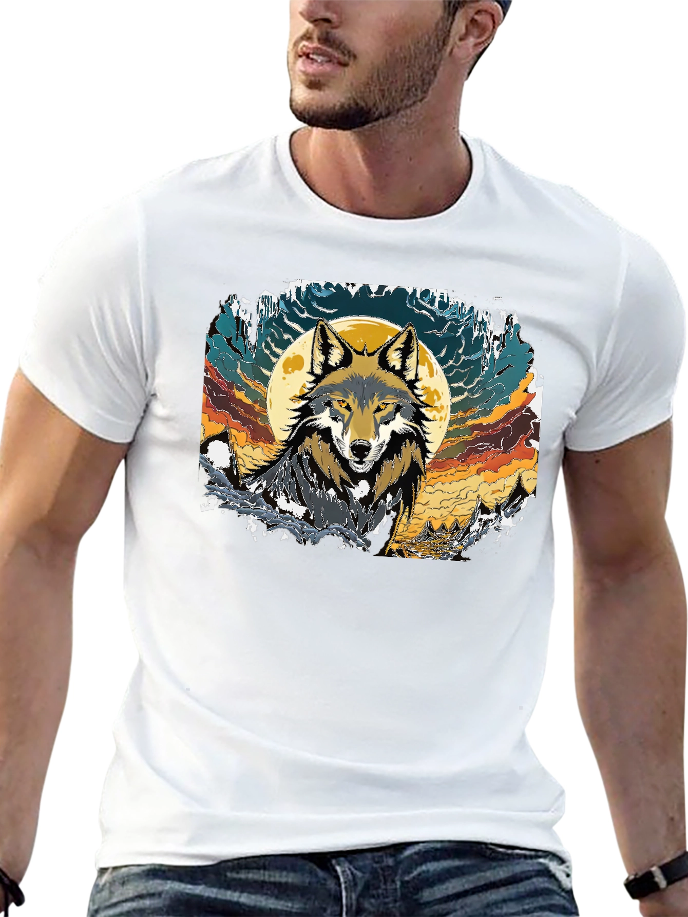 Wolf Moon Graphic T-Shirt - Black