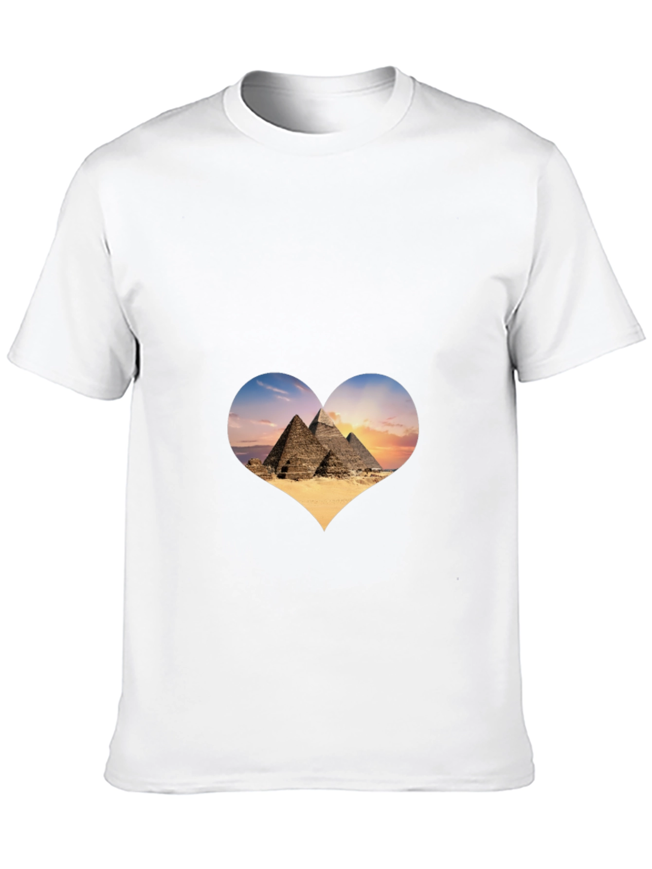 Egypt Pyramids Heart Graphic T-Shirt - Mens Black Tee
