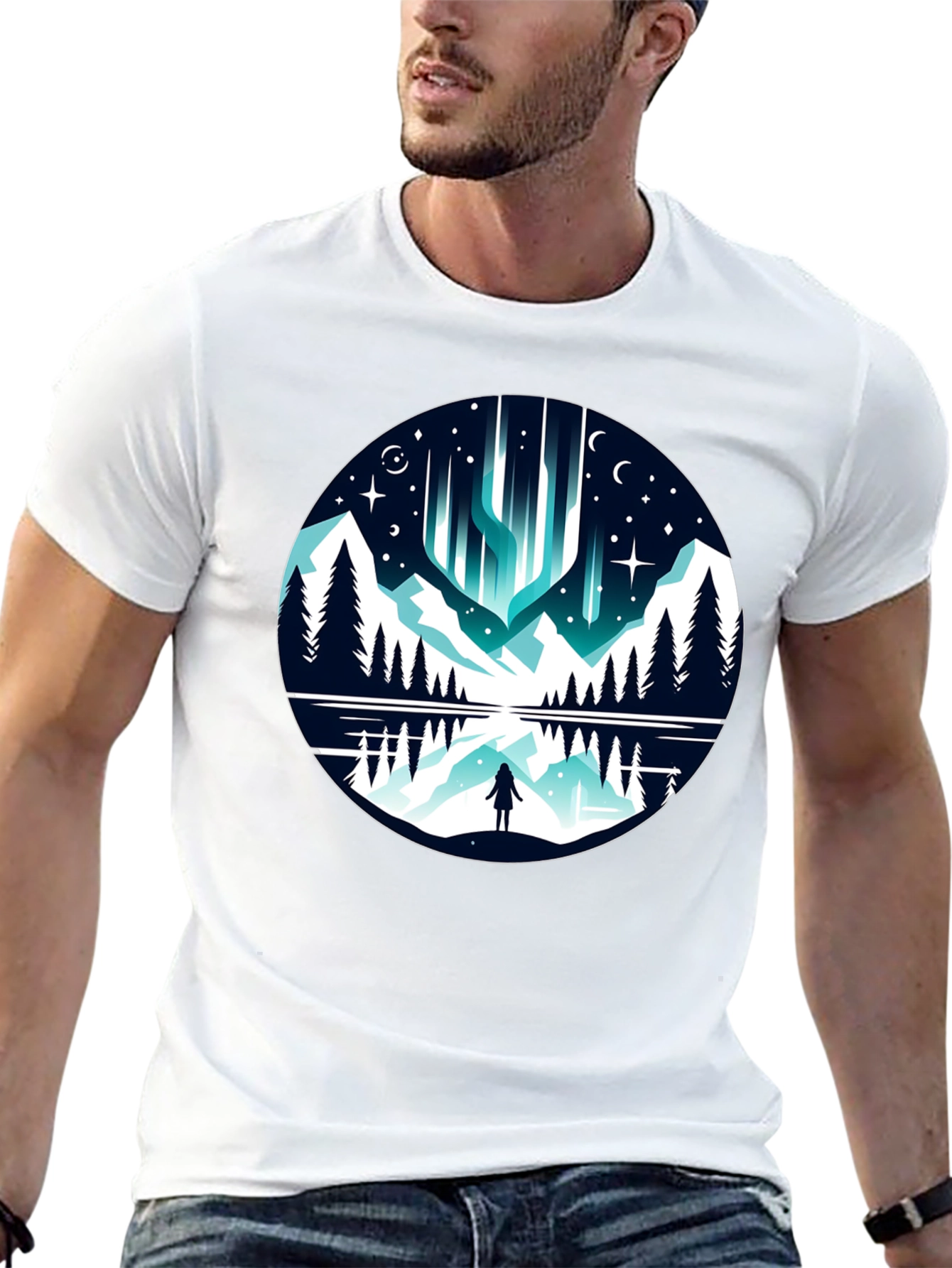Aurora Borealis T-Shirt - Mountain Reflection