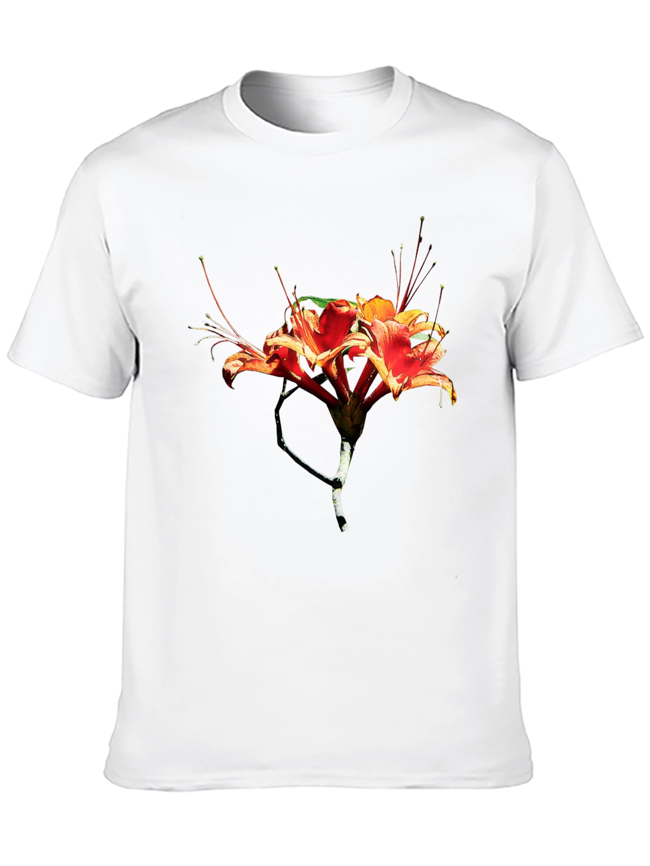 Floral Print Mens Black T-Shirt