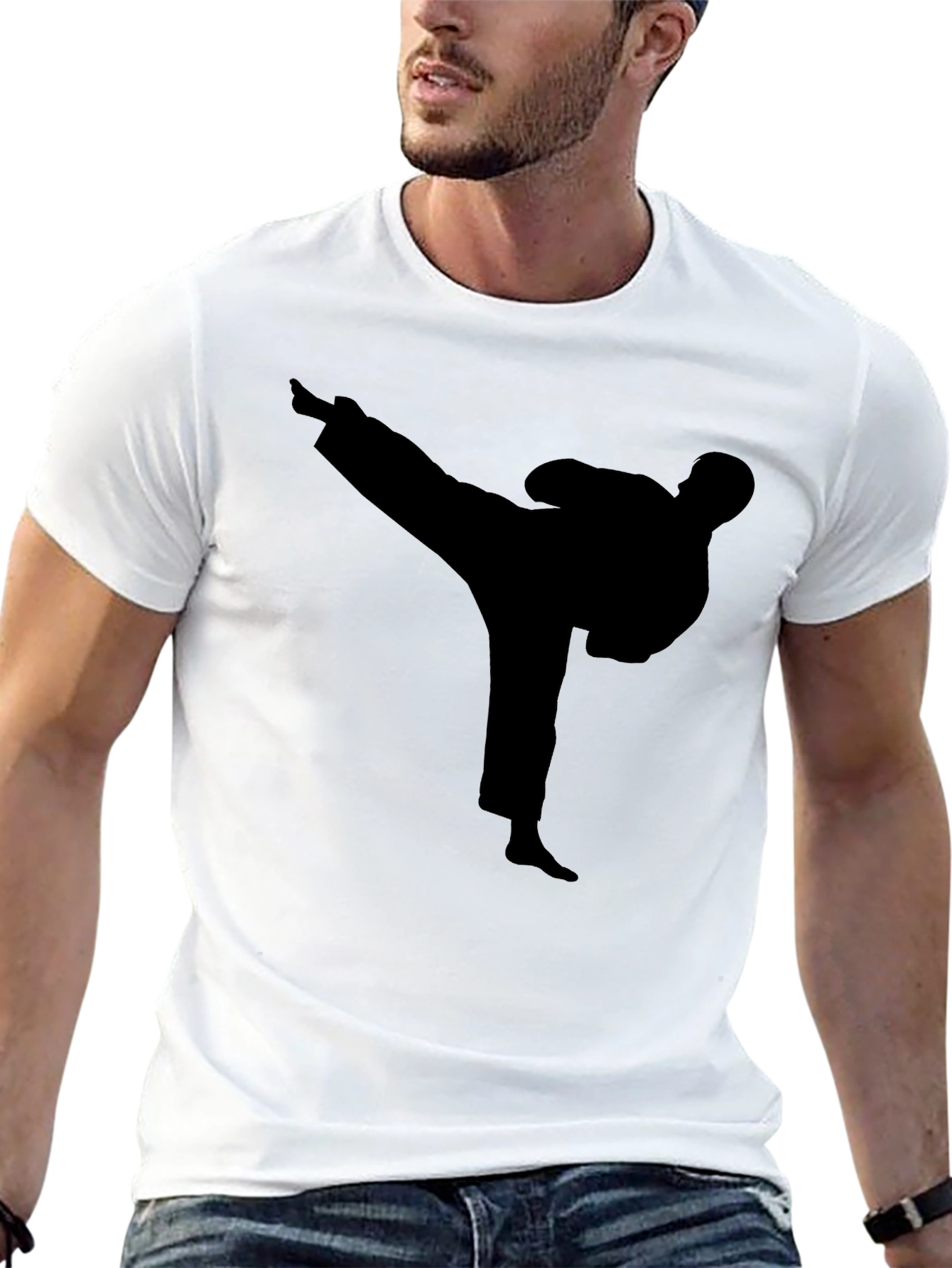 Karate Kick Silhouette Black T-Shirt