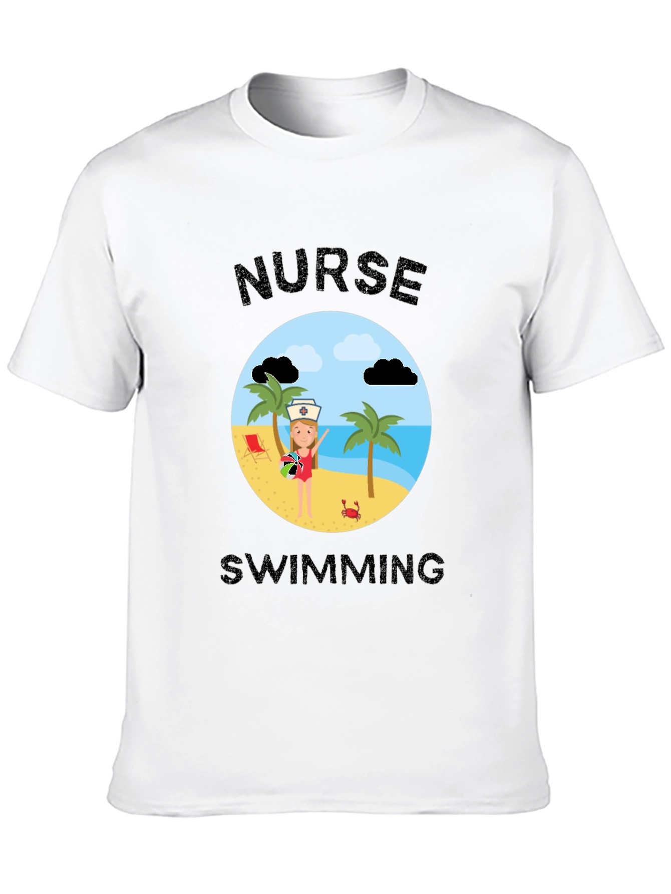 Nurse Swimming Graphic T-Shirt - Beach Vacation Apparel