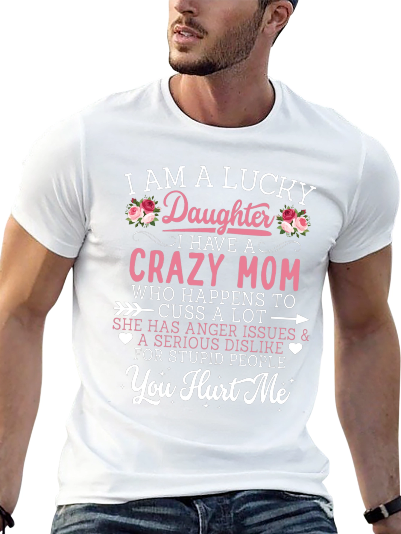 Lucky Daughter Crazy Mom Graphic T-Shirt