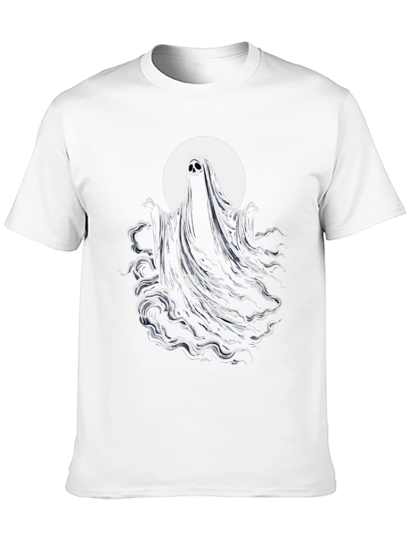Spooky Ghost Graphic Tee - Black Cotton Blend Shirt