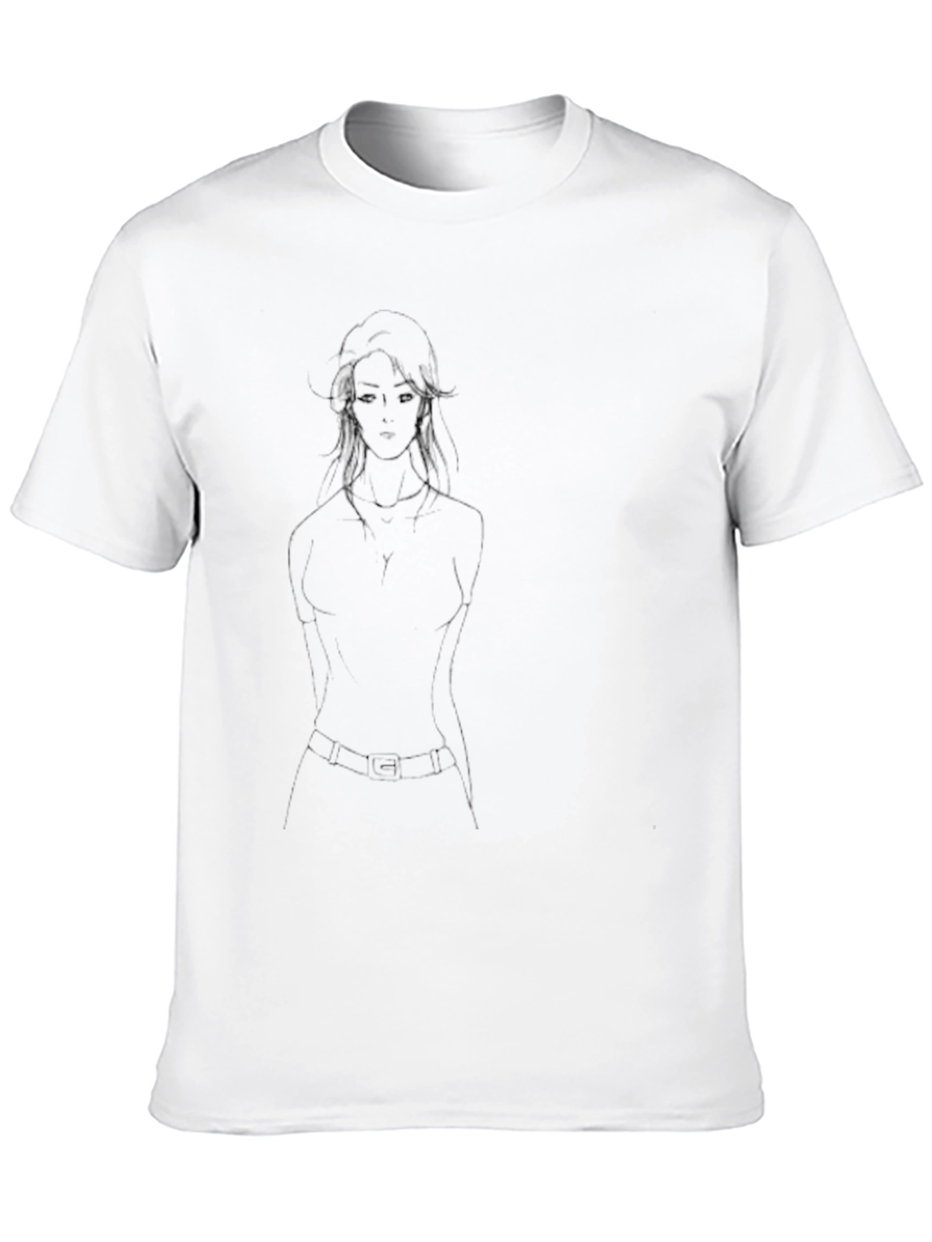 Abstract Silhouette Graphic T-Shirt - Black Cotton Blend