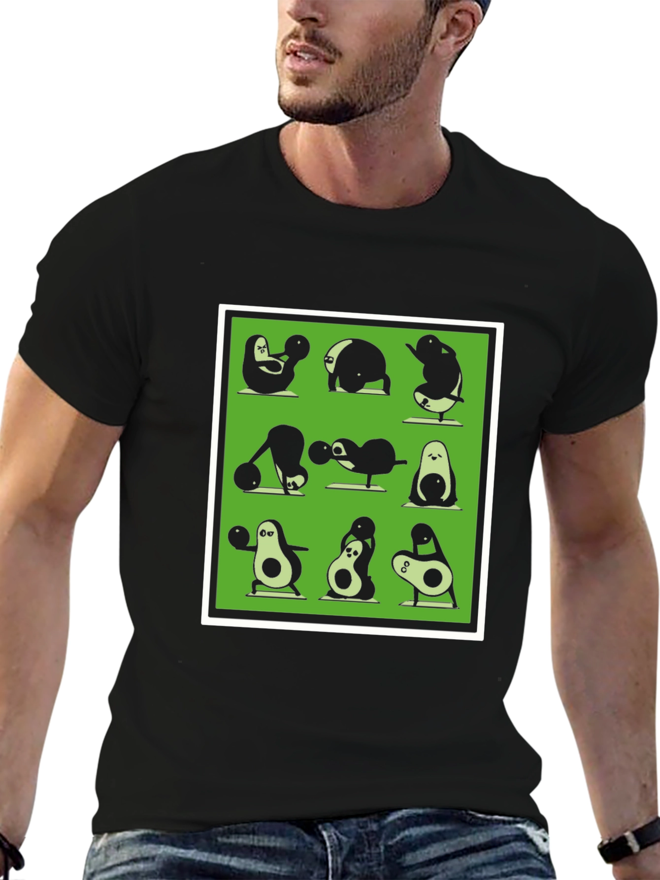 Yoga Avocado Graphic Tee - Relaxed Fit Cotton Shirt