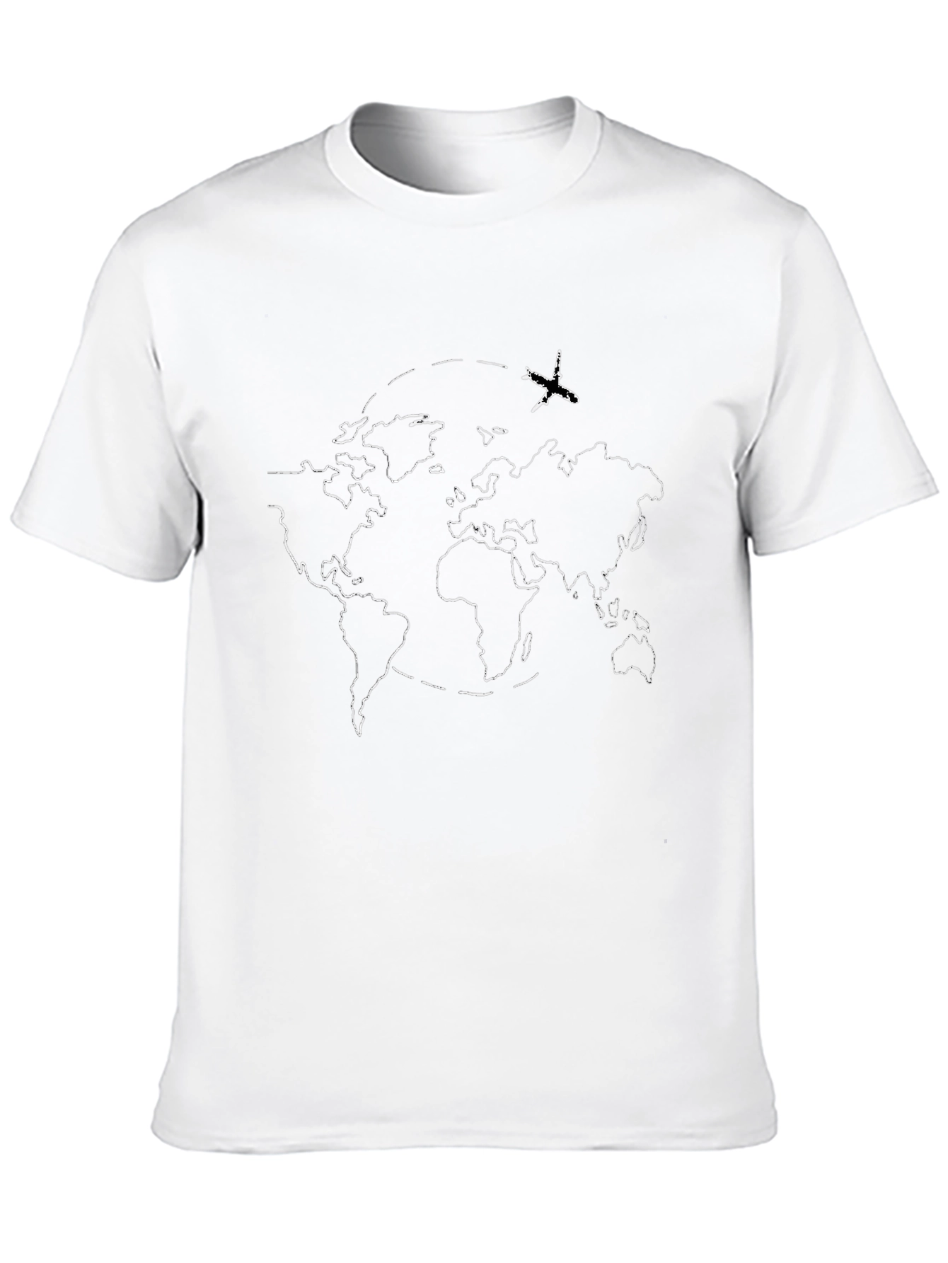 Global Adventure Tee: World Map Airplane Graphic