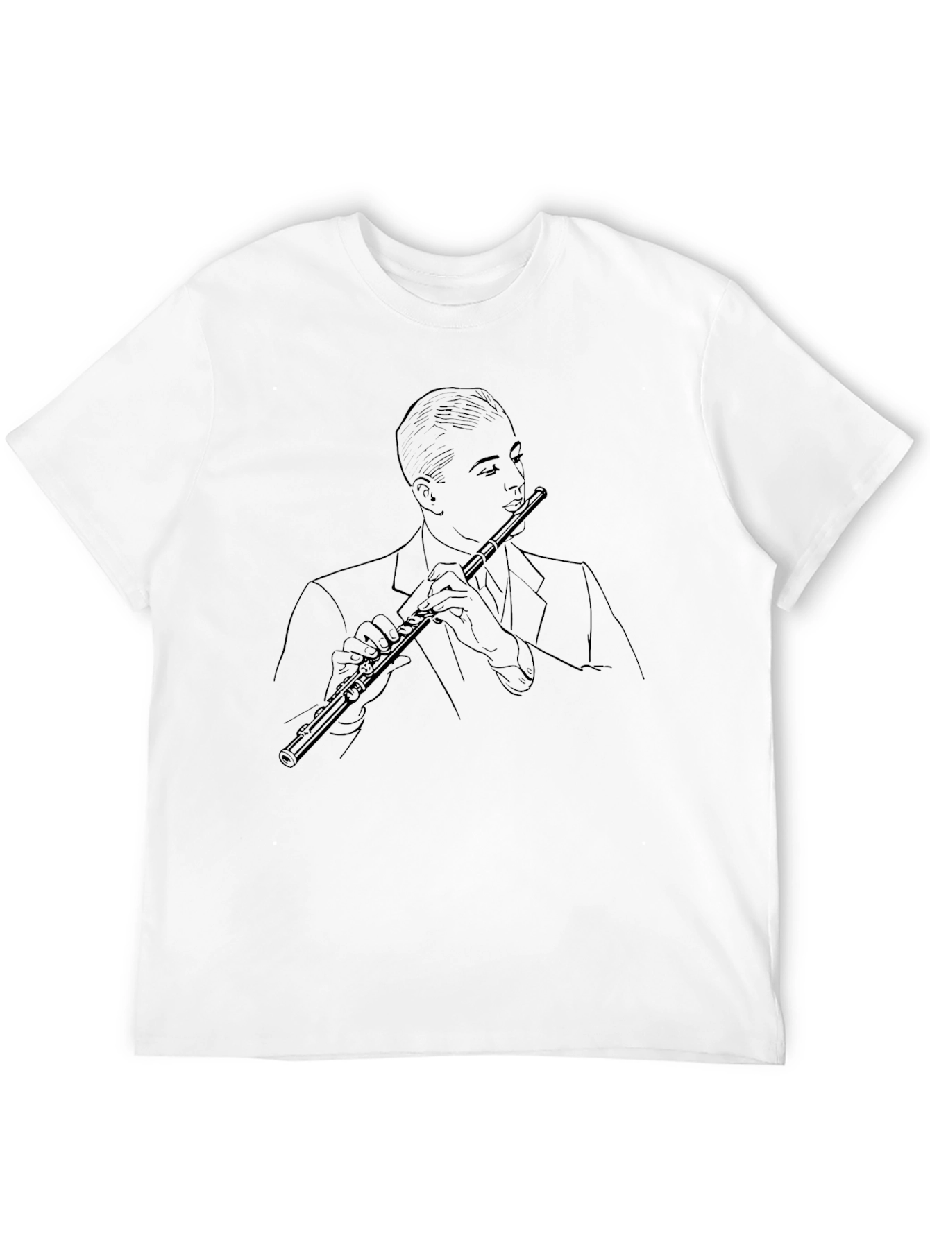 Jazz Flute Player Graphic Tee - Stylish Black T-Shirt