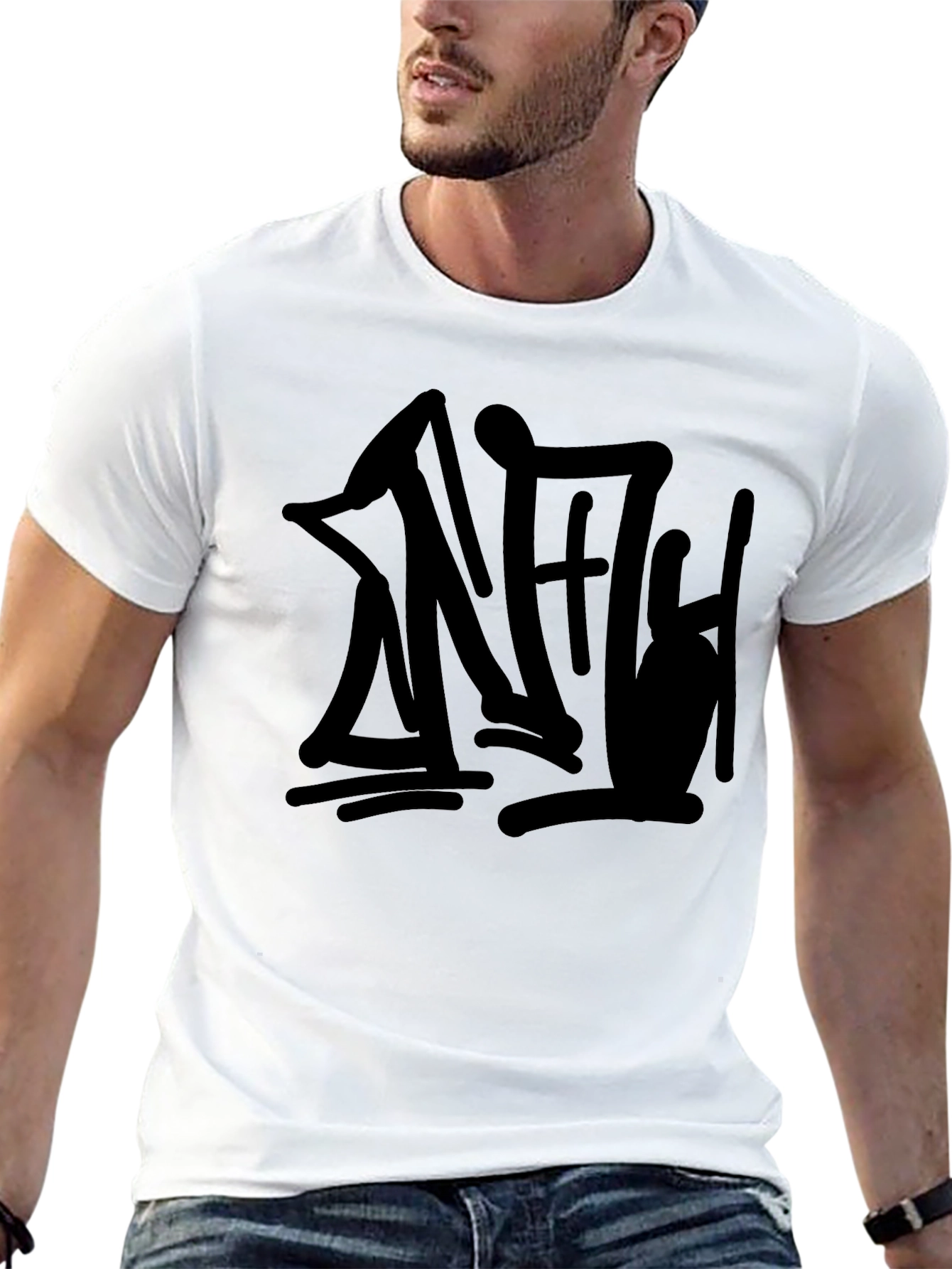 Black T-Shirt with Abstract Graphic