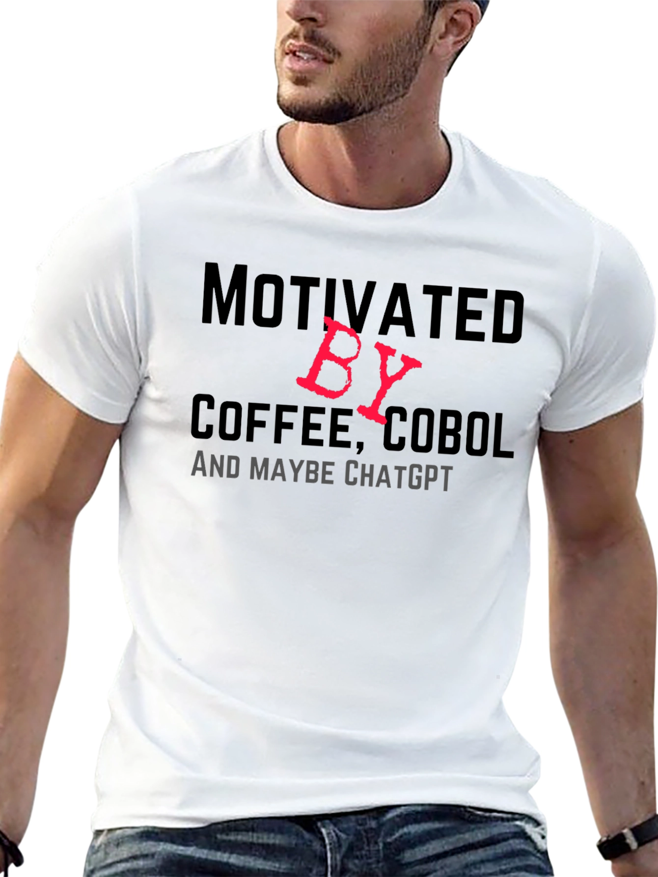 Motivated By Coffee COBOL & Maybe ChatGPT T-Shirt