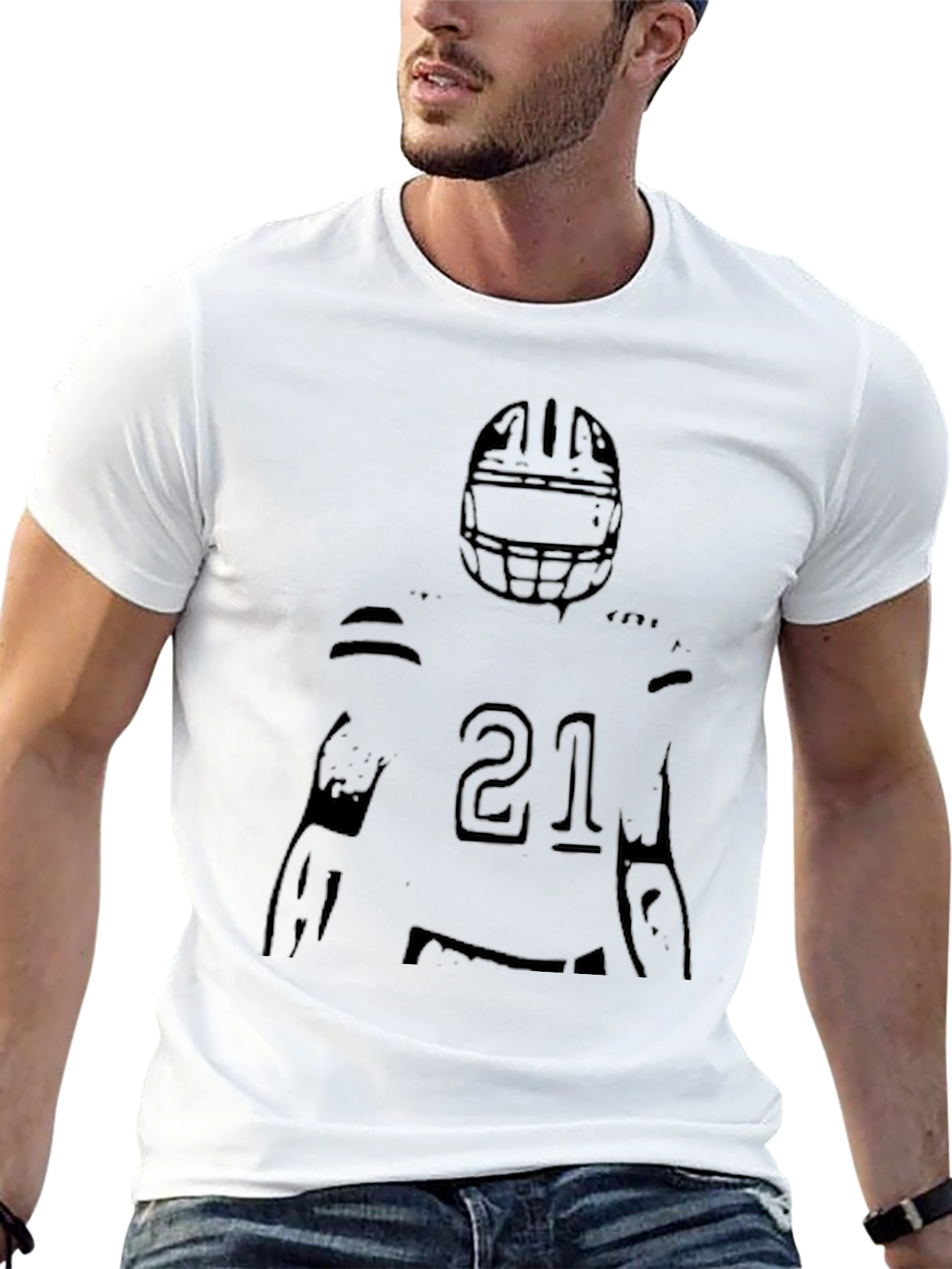 Football Player Graphic Black T-Shirt