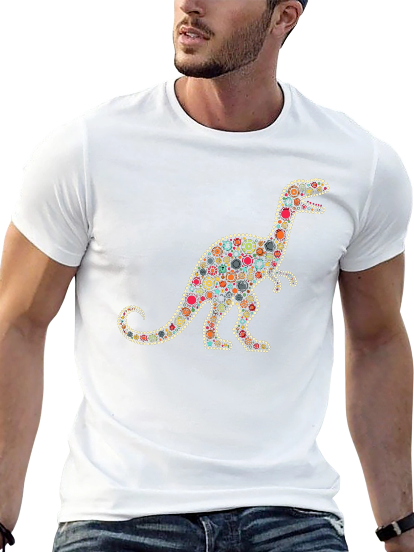 Dino Gears Graphic Tee - Stylish Black T-Shirt