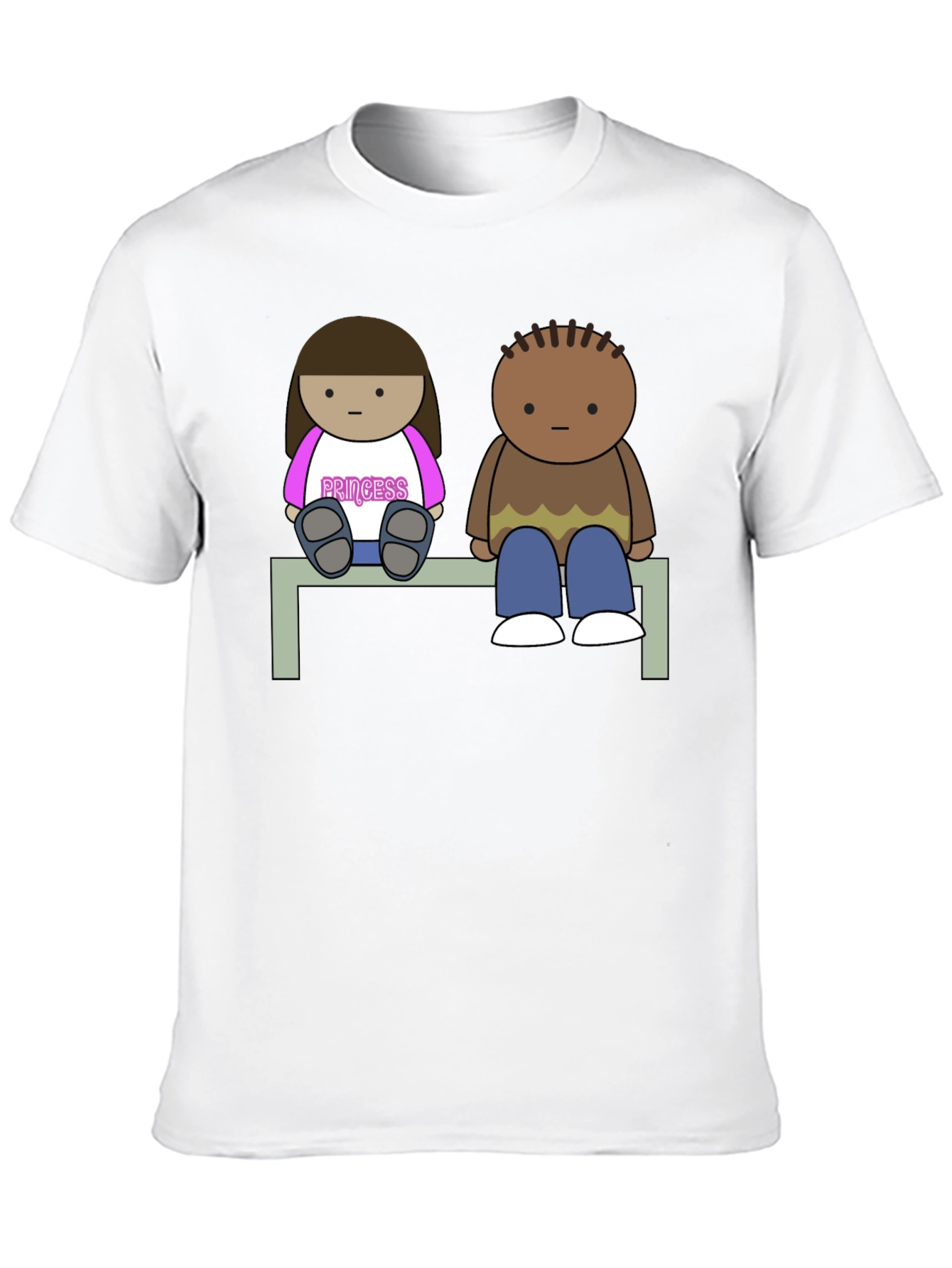 Cartoon Couple Sitting on Bench T-Shirt