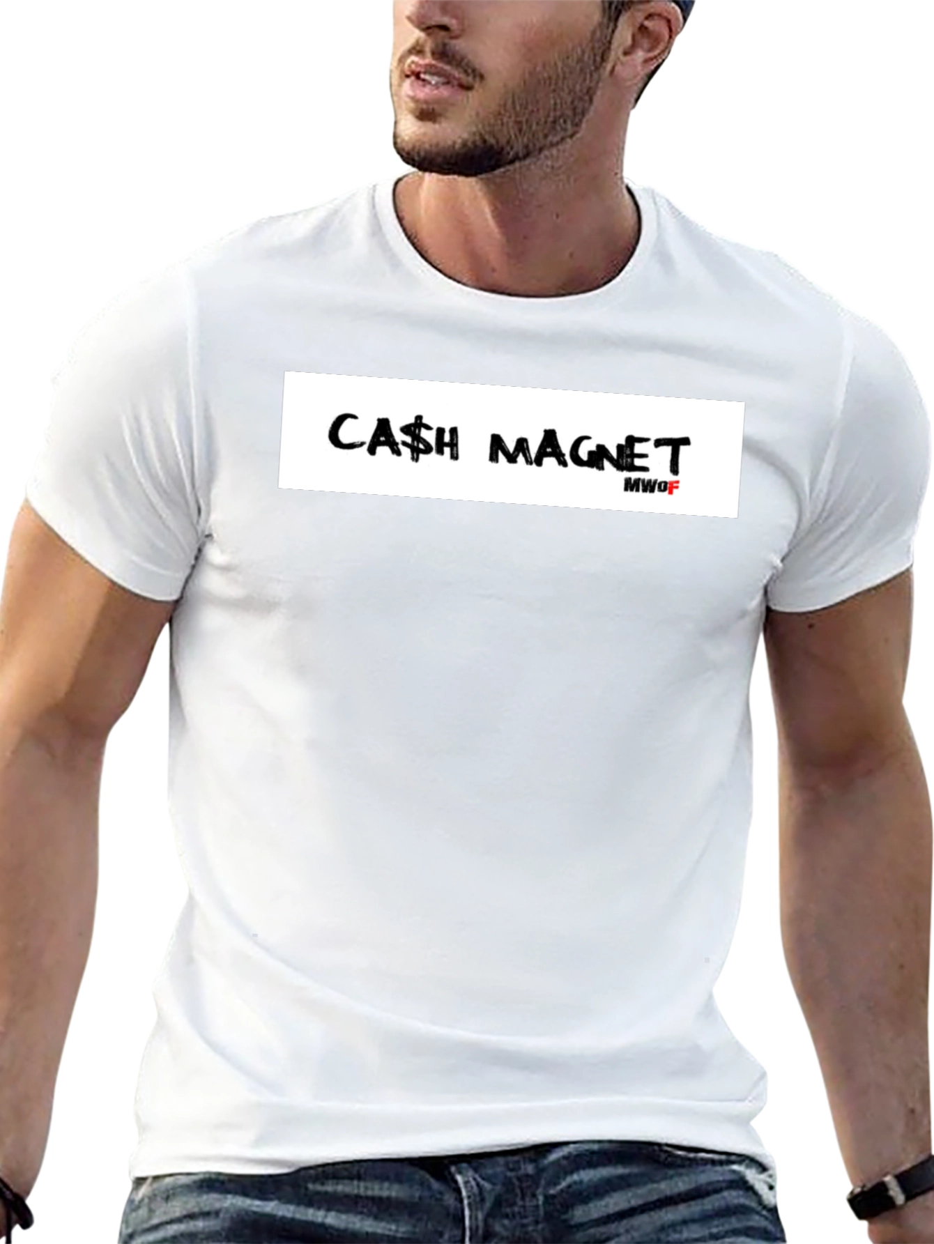Cash Magnet Graphic T-Shirt - Black Crew Neck Tee