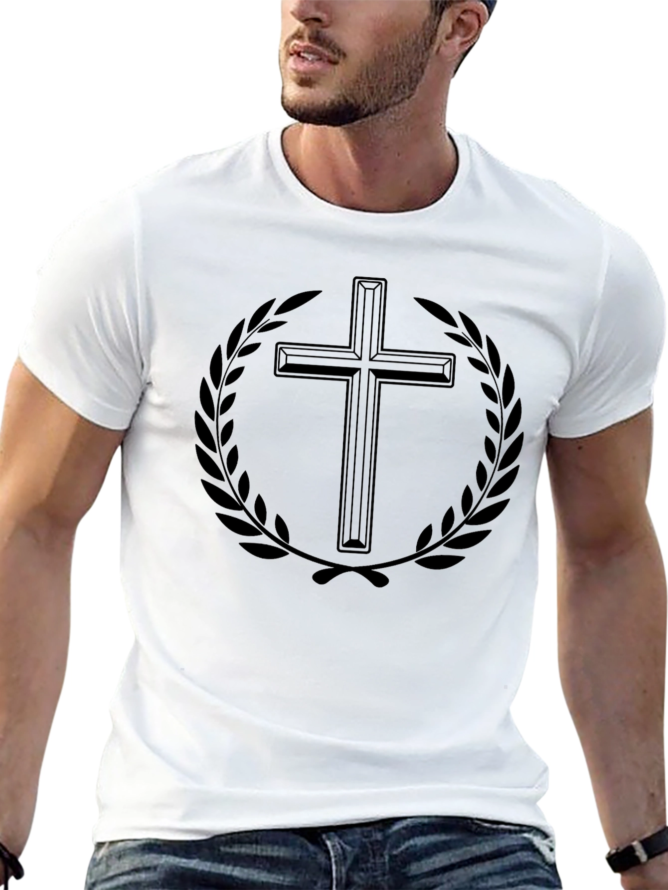 Mens Black Graphic T-Shirt - Cross and Laurel