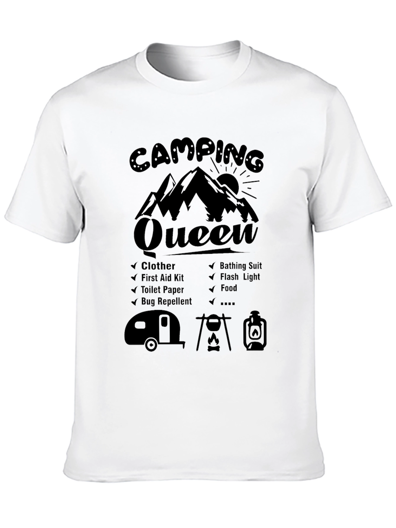 Camping Queen Black Graphic Tee