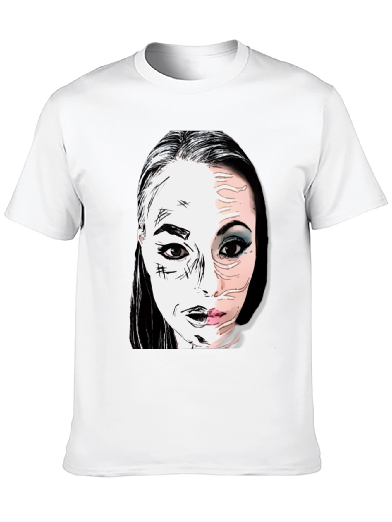 Graphic Print Half Face T-Shirt