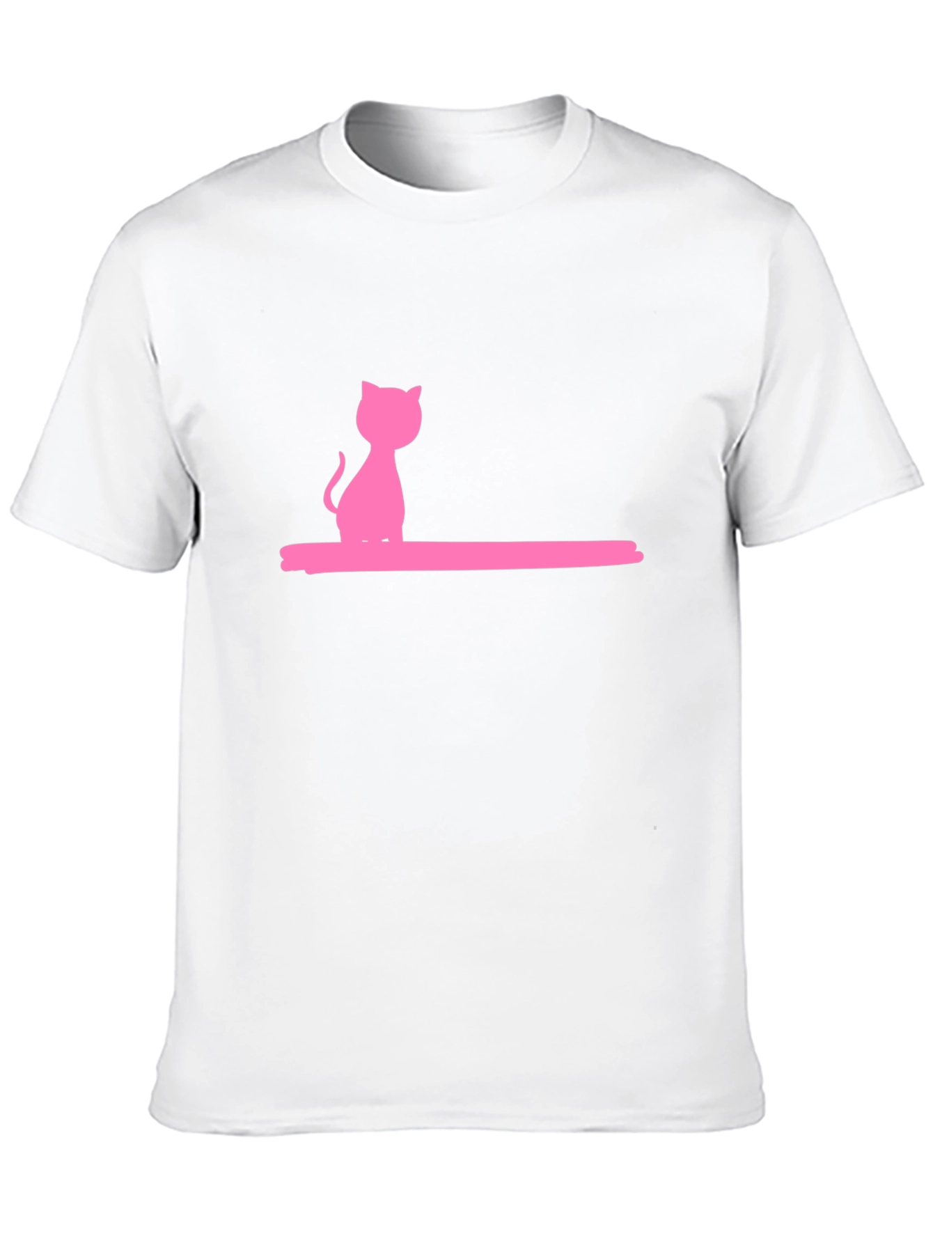 Pink Cat Graphic Black T-Shirt