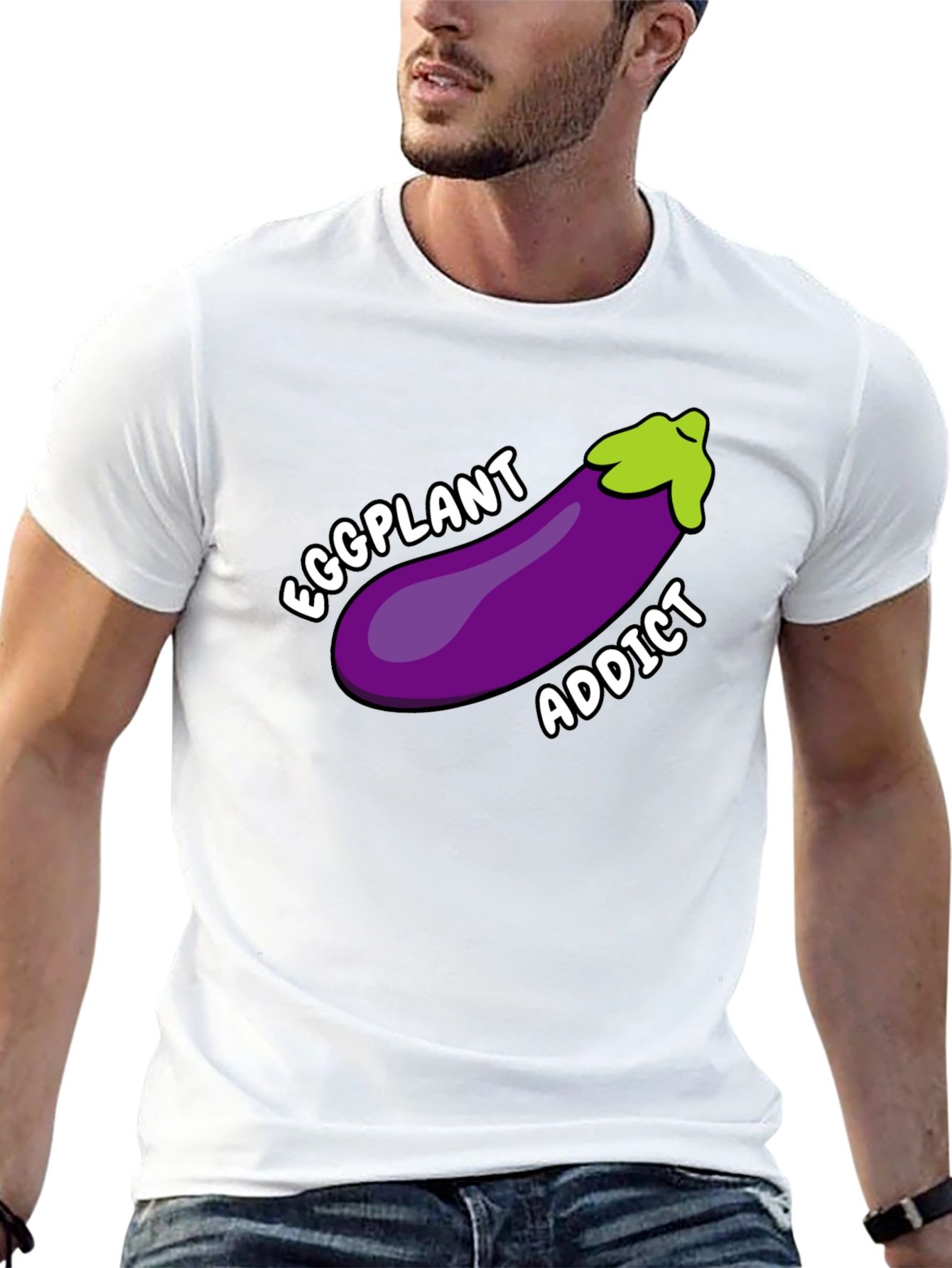 Eggplant Addict T-Shirt Funny Humor Graphic Tee