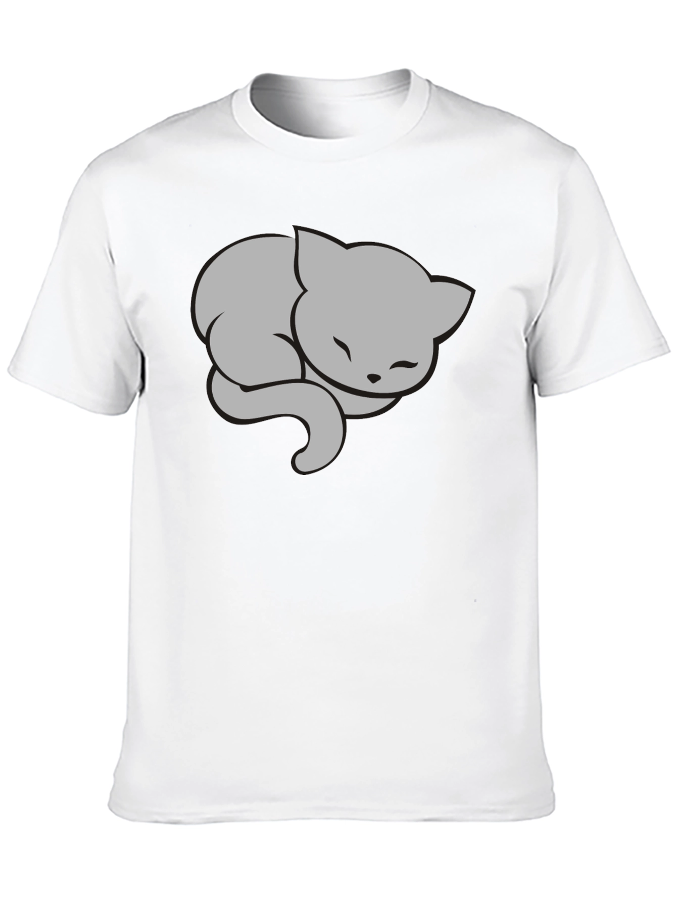 Sleeping Cat Graphic Tee - Stylish Black T-Shirt