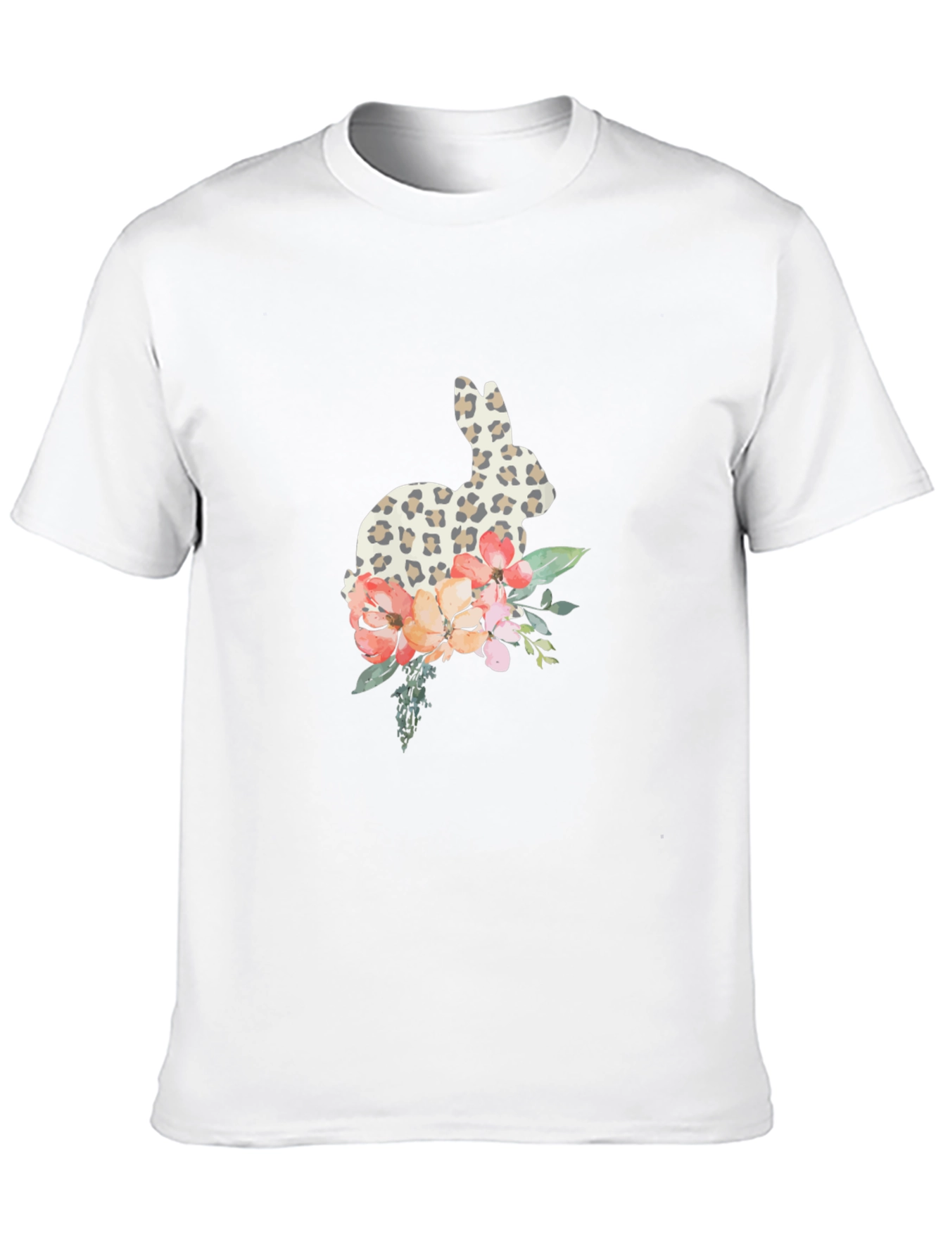 Leopard Print Bunny & Floral Graphic Tee