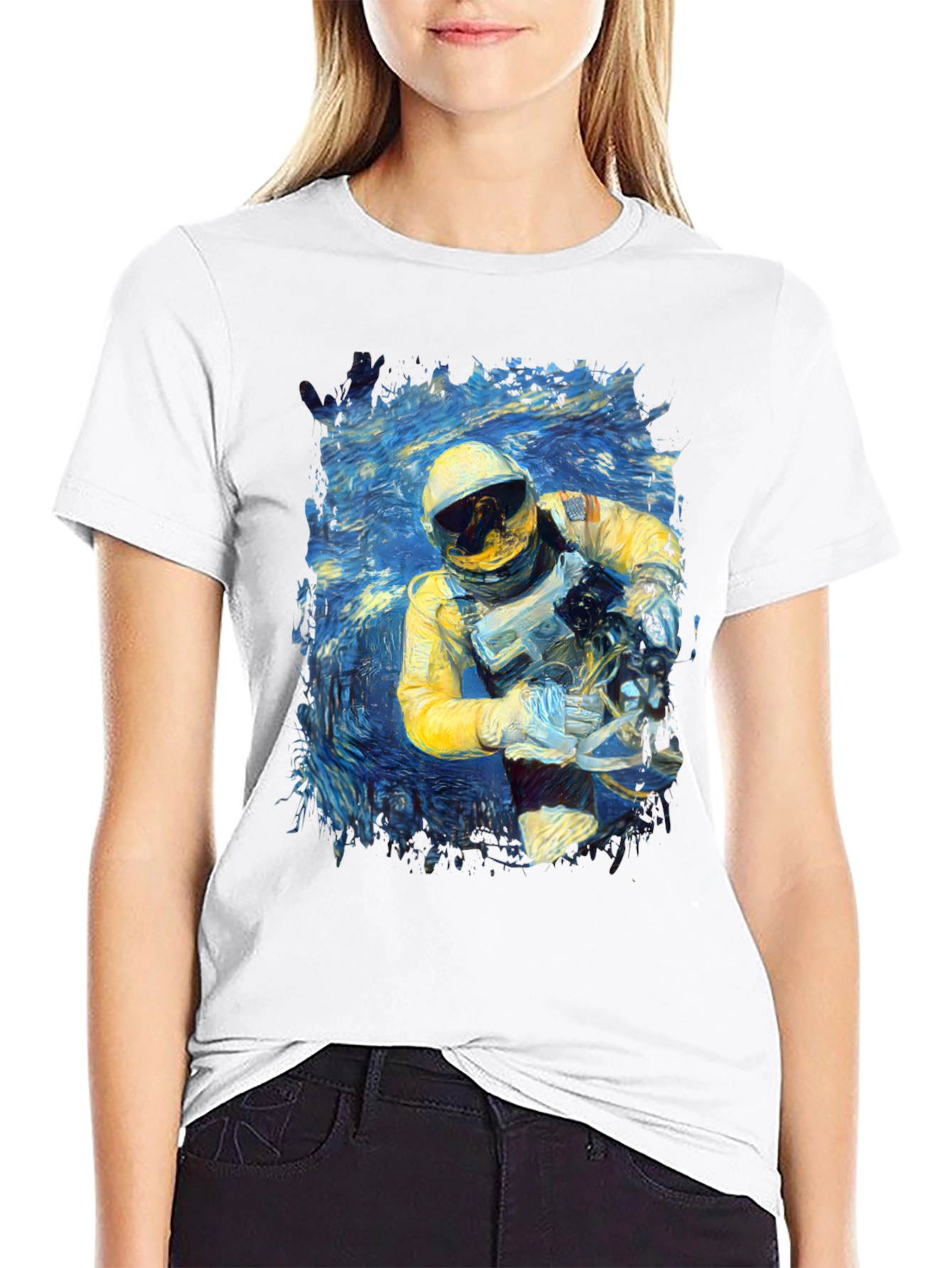 Starry Astronaut T-Shirt - Unique Space Art Tee