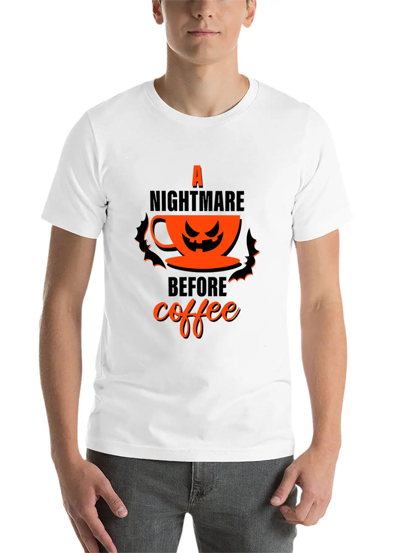 A Nightmare Before Coffee - Halloween Basic Graphic T-Shirt – Daily Comfort In Soft Cotton