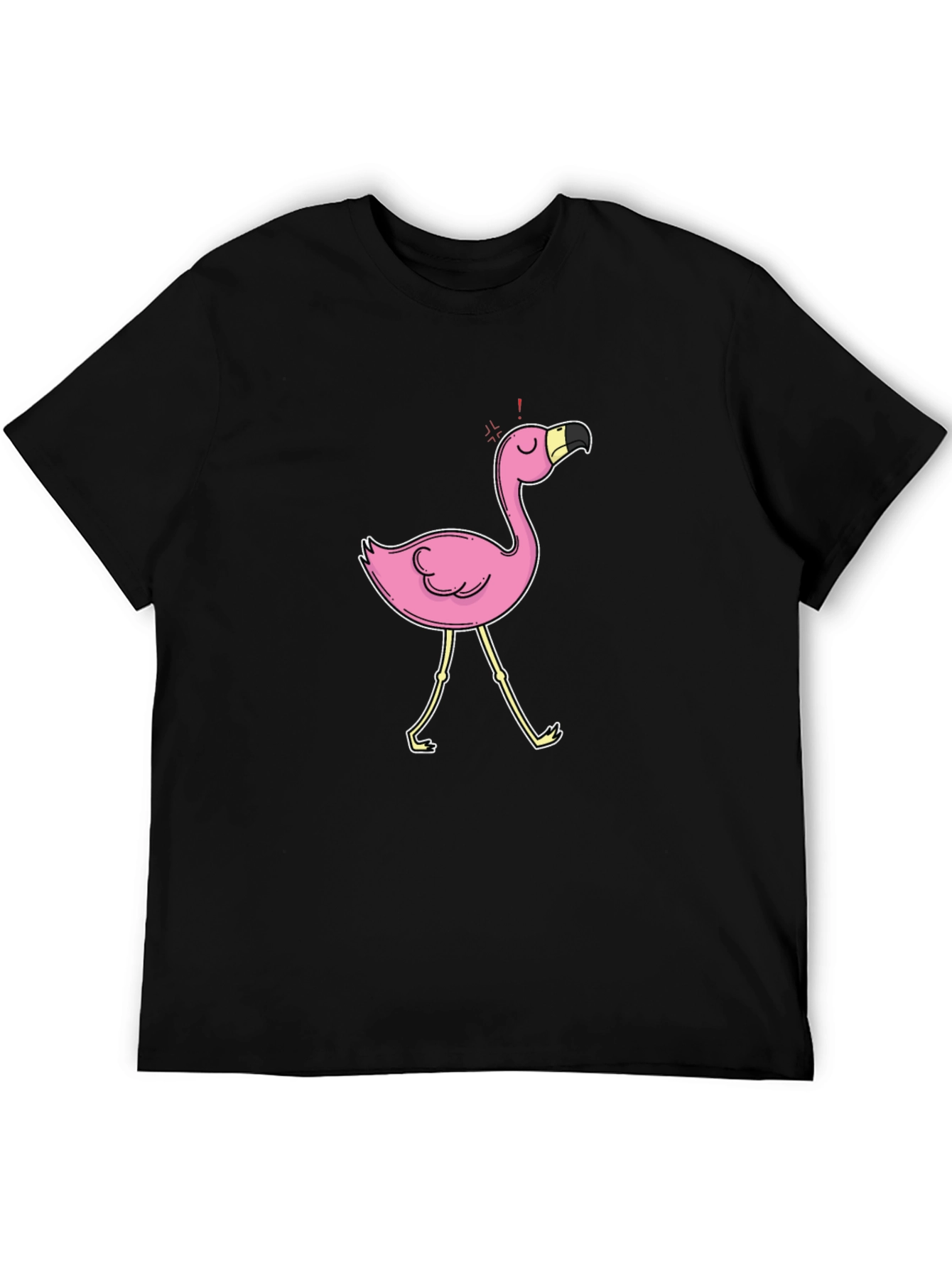 Black T-Shirt with Flamingo Graphic