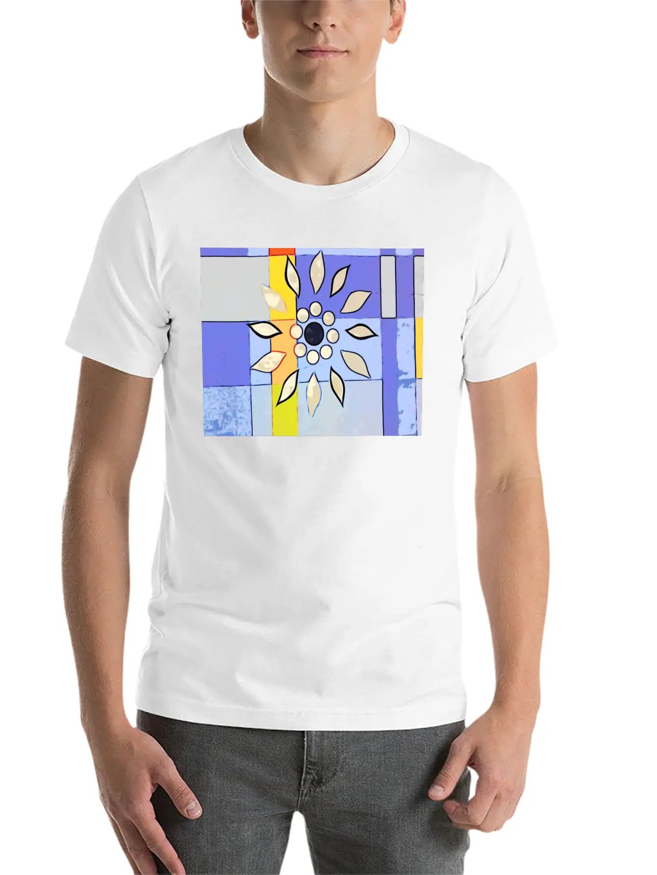 Abstract Check Unisex Short Sleeve Soft Cotton T-Shirt – Casual Everyday Wear