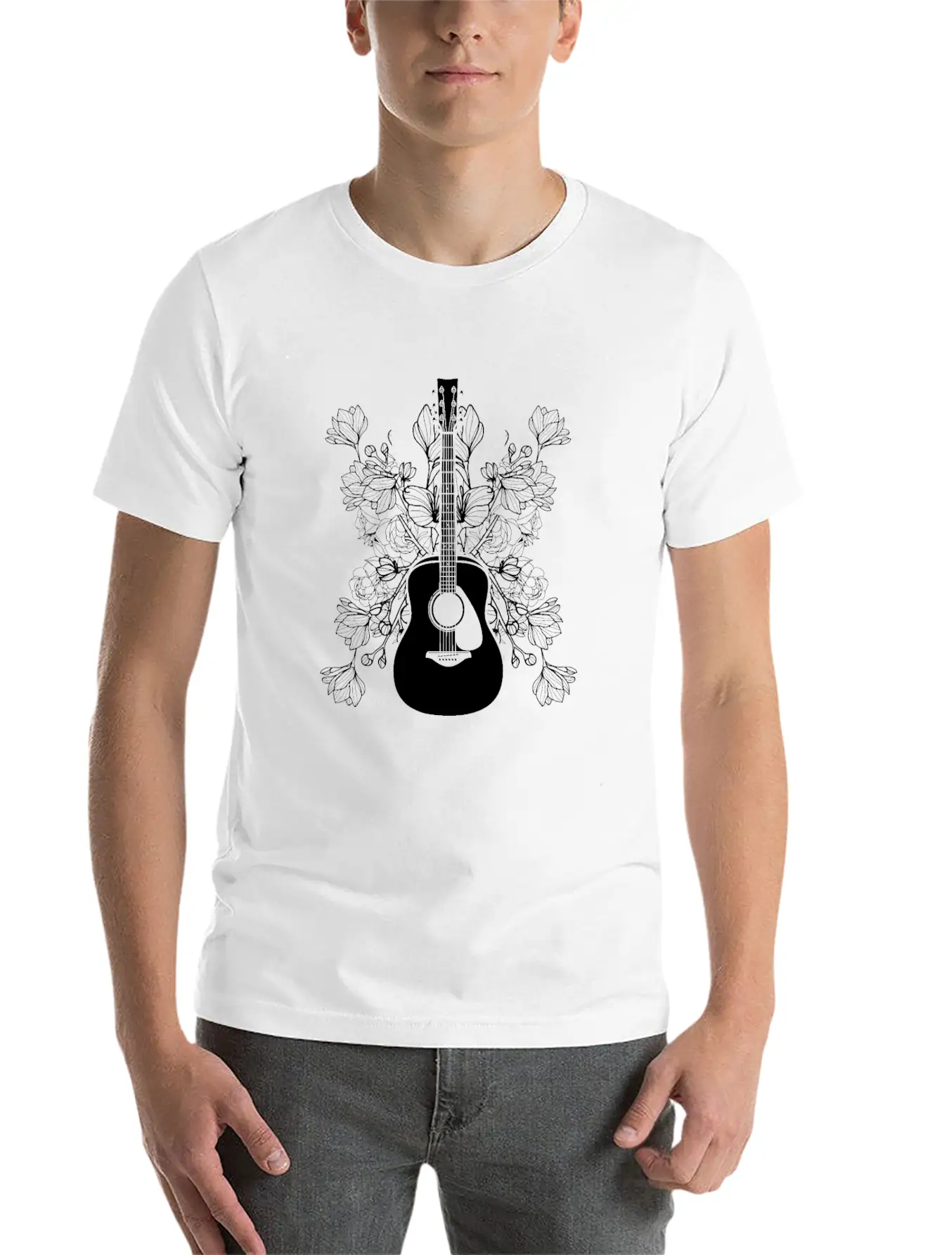 Acoustic Guitar Guitarist Stylish Everyday T-Shirt – Unisex Basic Cotton Tee