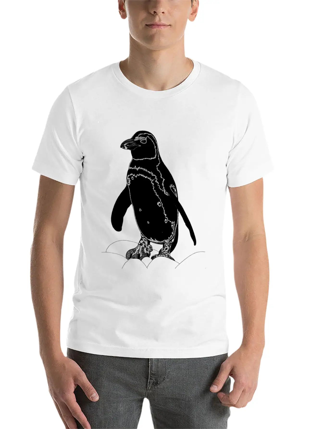 African Penguin Ink Illustration Unisex Casual T-Shirt – Clean Design For Daily Comfort