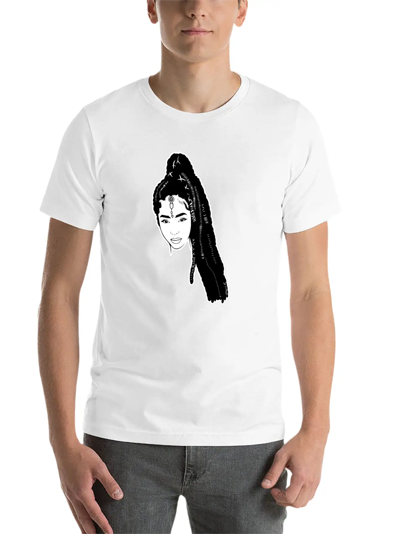 Afro Woman Black Hair Style Natural Confident Basic Graphic T-Shirt – Daily Comfort In Soft Cotton
