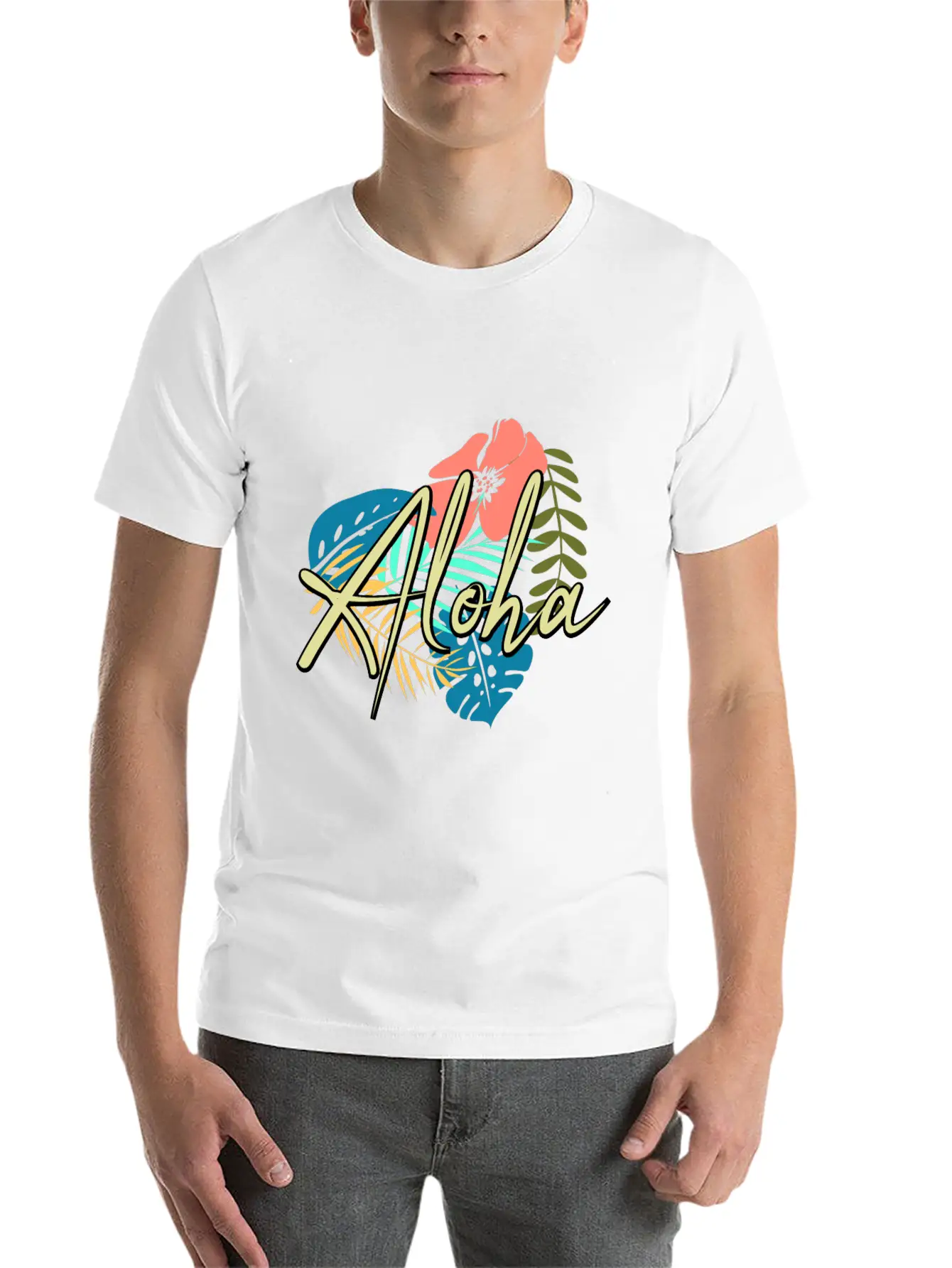 Aloha Heart And Flower Comfortable Minimalist Graphic Tee – Summer Style Essential