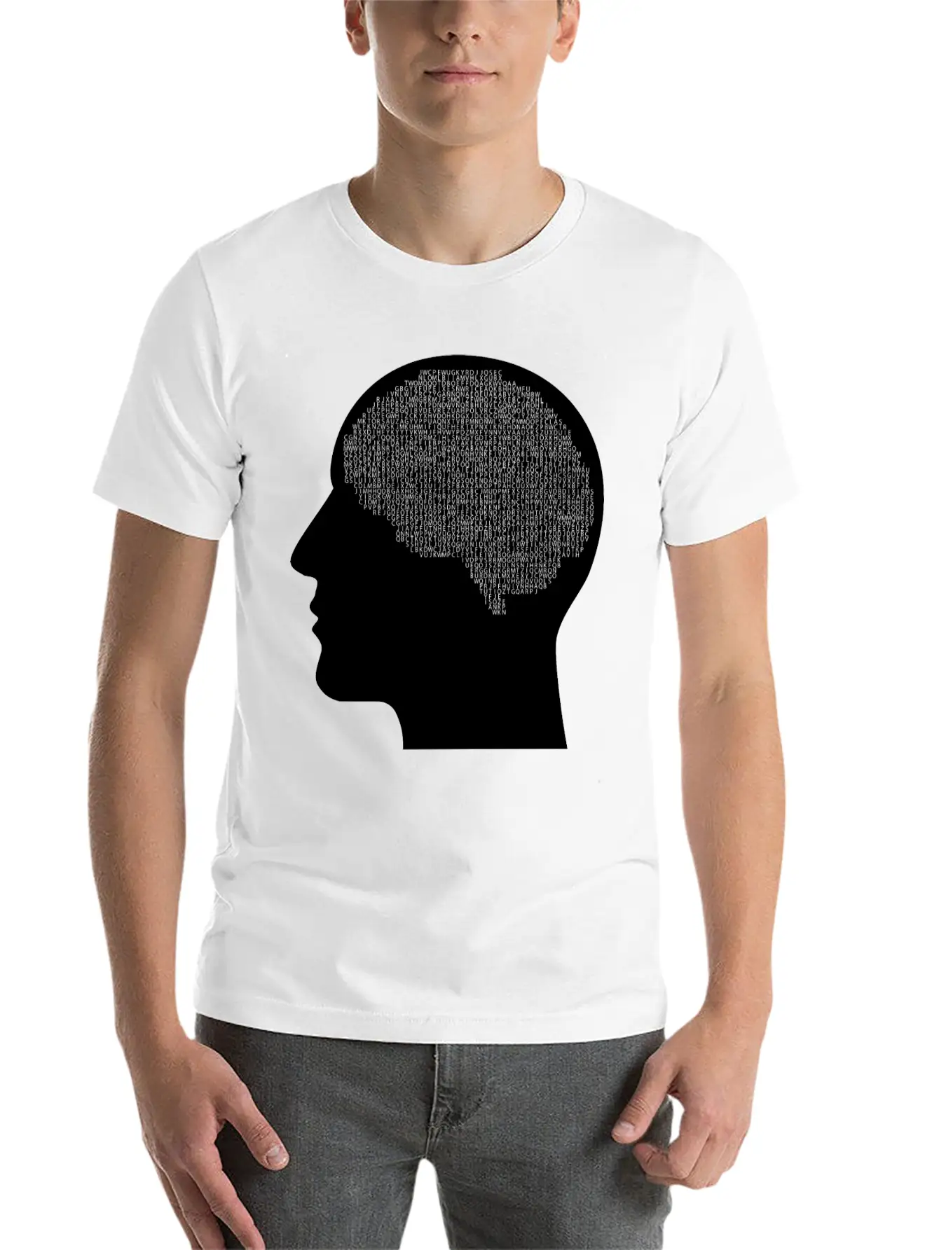 Alphabet Brain Man Silhouette Unisex Casual T-Shirt – Clean Design For Daily Comfort