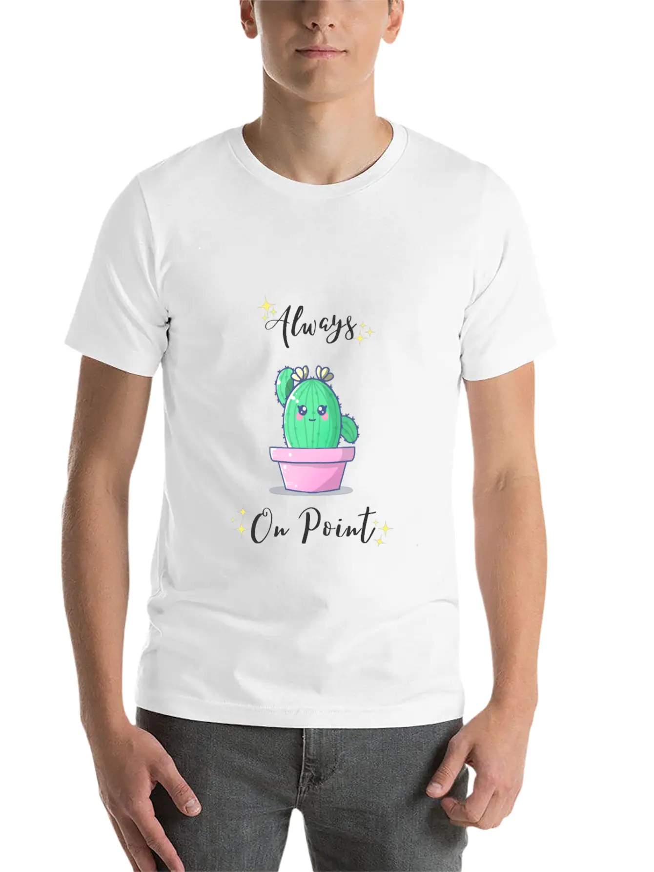 Alway On Point Cactus Unisex Short Sleeve Soft Cotton T-Shirt – Casual Everyday Wear