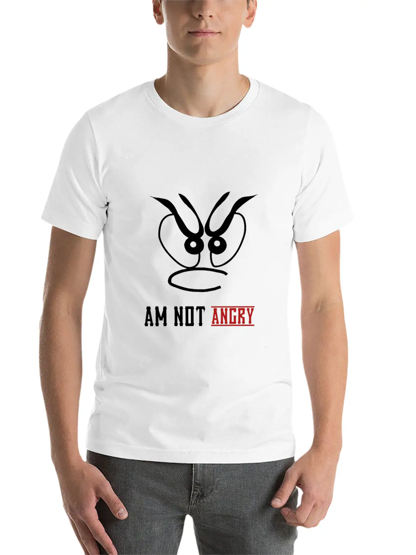 Am Not Angry, People,bad Mode,stress,funny Joke Unisex Short Sleeve Soft Cotton T-Shirt – Casual Everyday Wear
