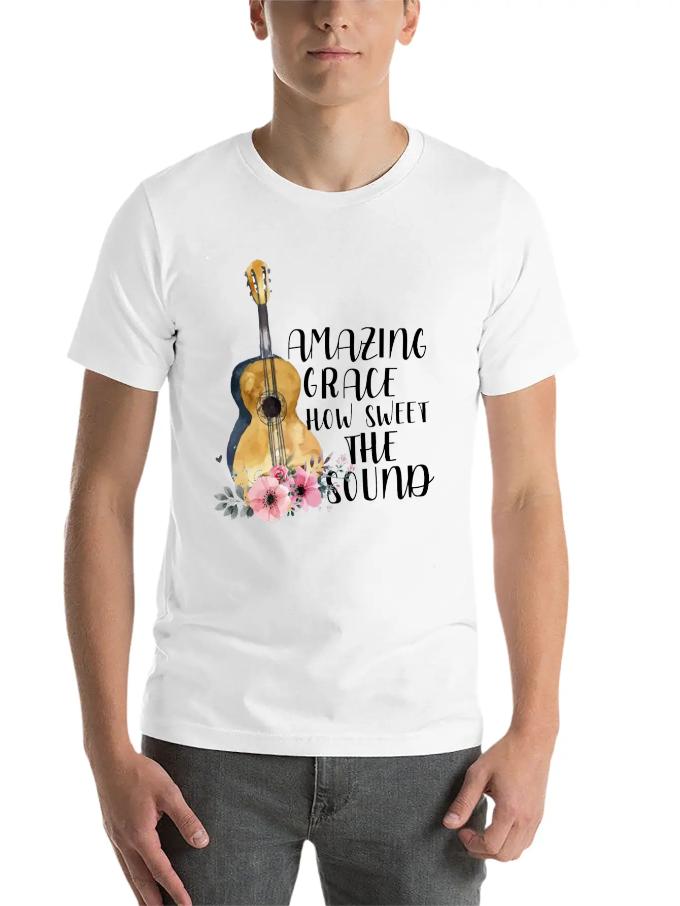 Amazing Grace How Sweet The Sound Unisex Short Sleeve Soft Cotton T-Shirt – Casual Everyday Wear