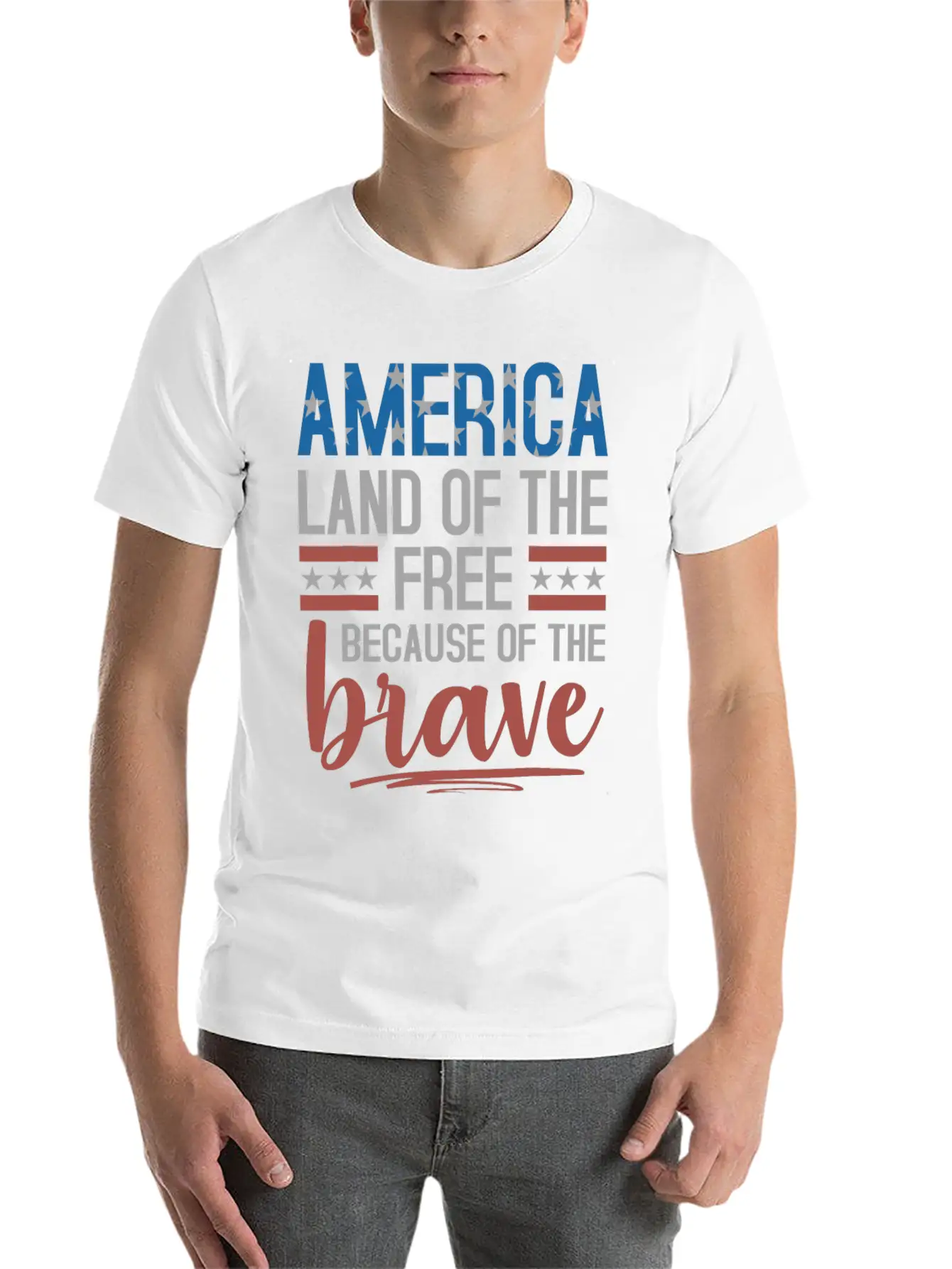 America Land Of The Free Because Of The Brave Essential Unisex Summer Tee – Soft Cotton Casual Fit