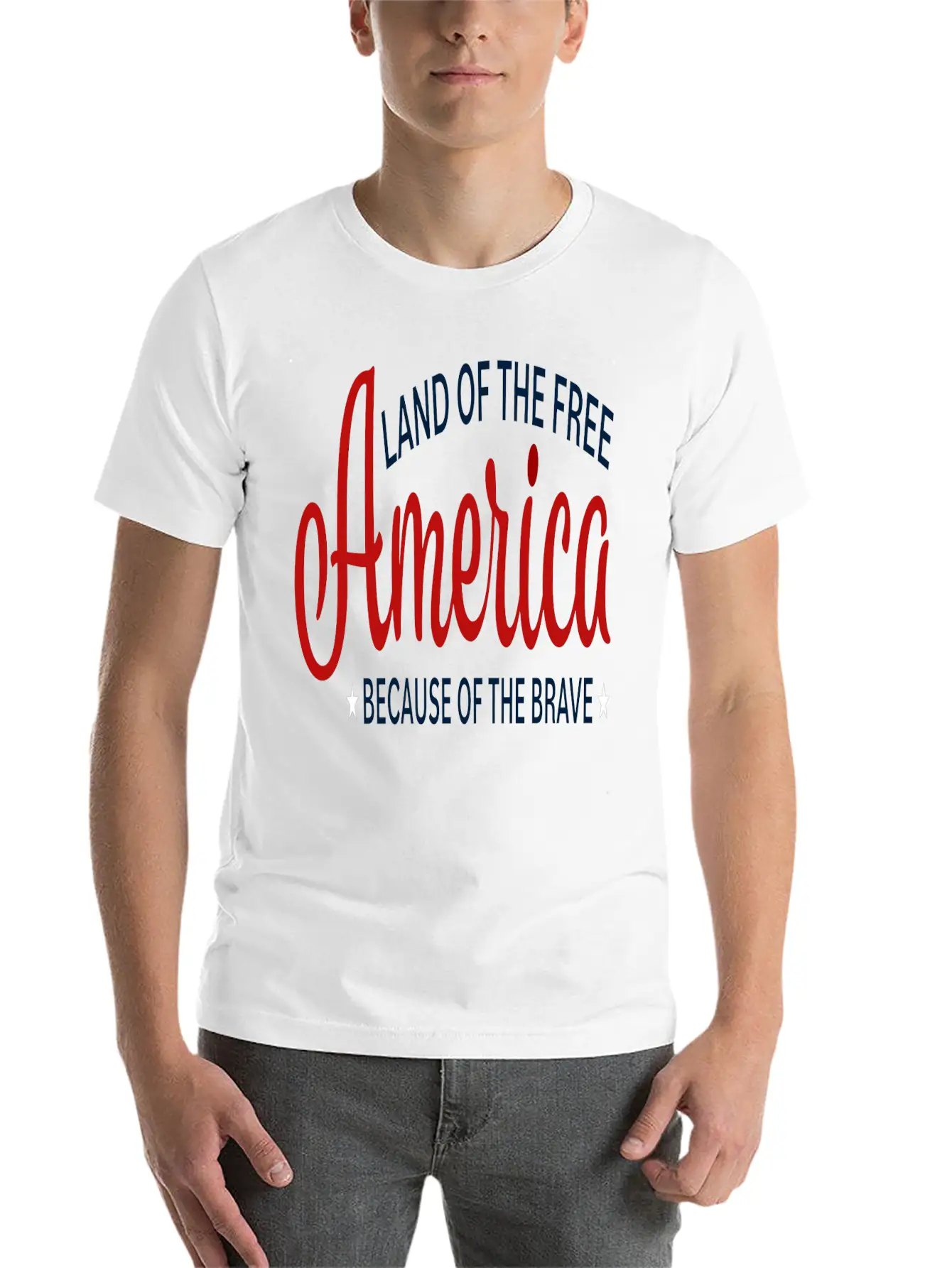 America Land Of The Free Because Of The Brave Unisex Casual T-Shirt – Clean Design For Daily Comfort