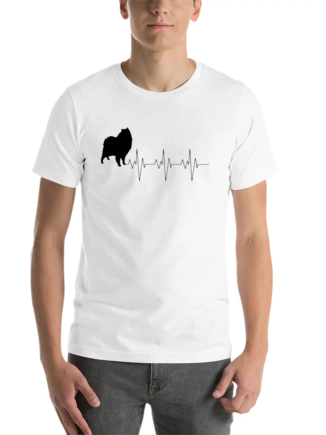 American Eskimo Dog Heart Beat Gift Shirt Stylish Everyday T-Shirt – Unisex Basic Cotton Tee