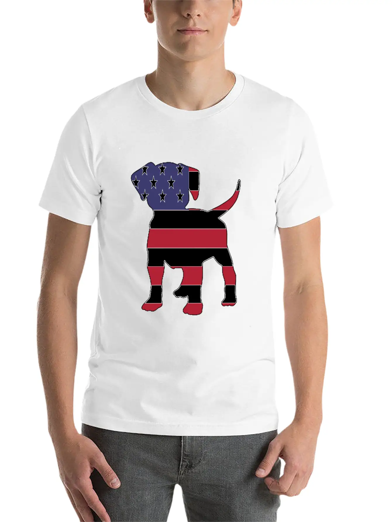 American Flag Puppy Happy 4th Of July Unisex Short Sleeve Soft Cotton T-Shirt – Casual Everyday Wear