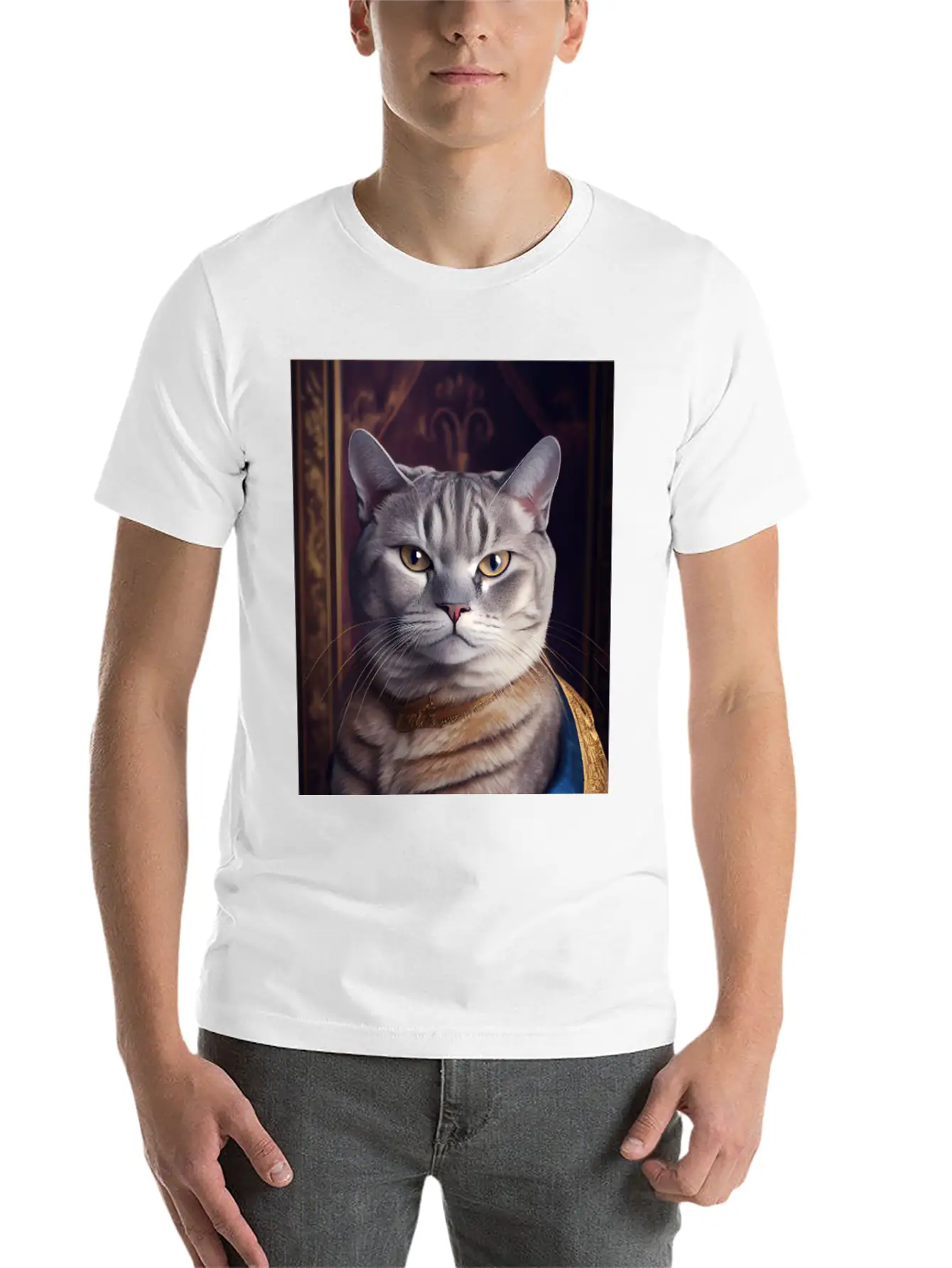 American Shorthair Cat Breed Portrait Royal Renais Basic Graphic T-Shirt – Daily Comfort In Soft Cotton