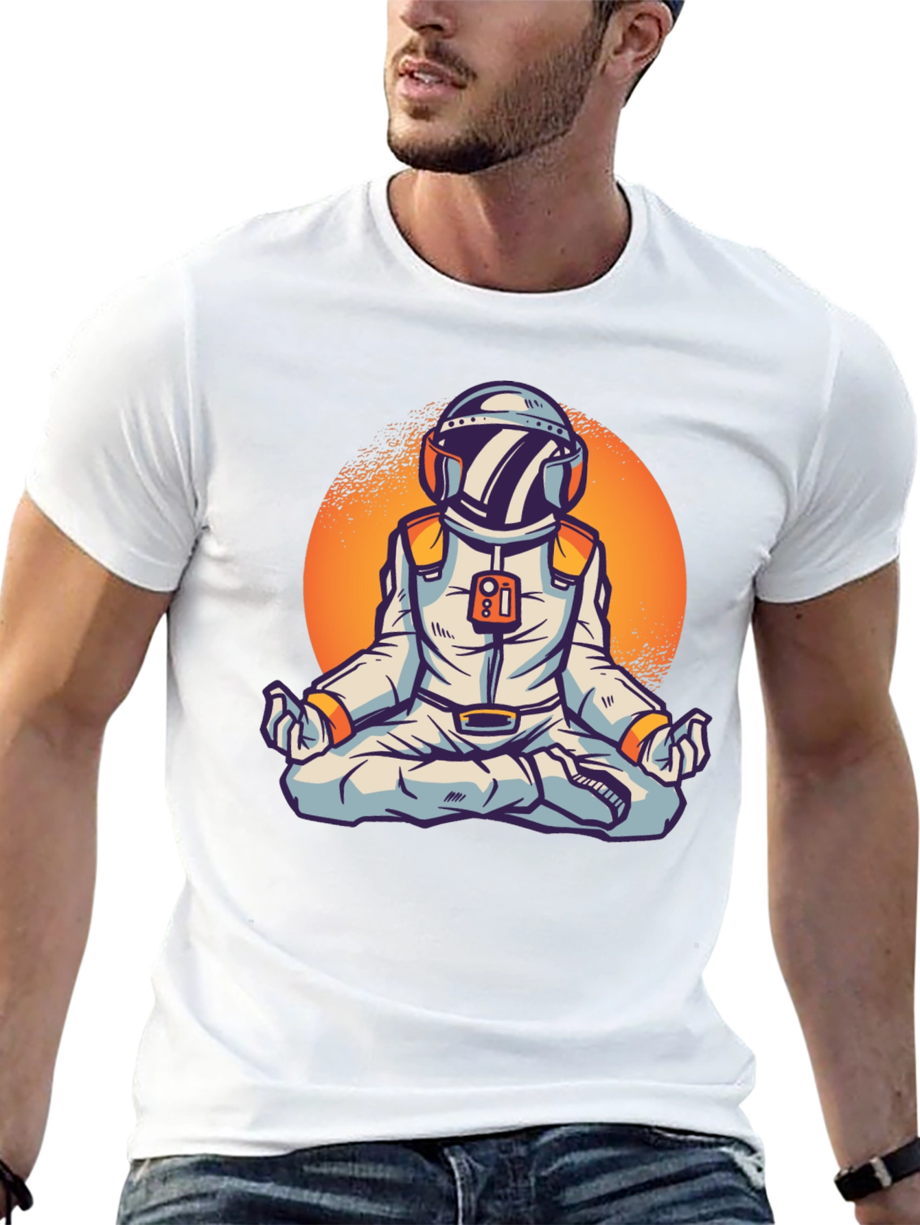 Meditating Astronaut Graphic Tee - Space Yogi T-Shirt