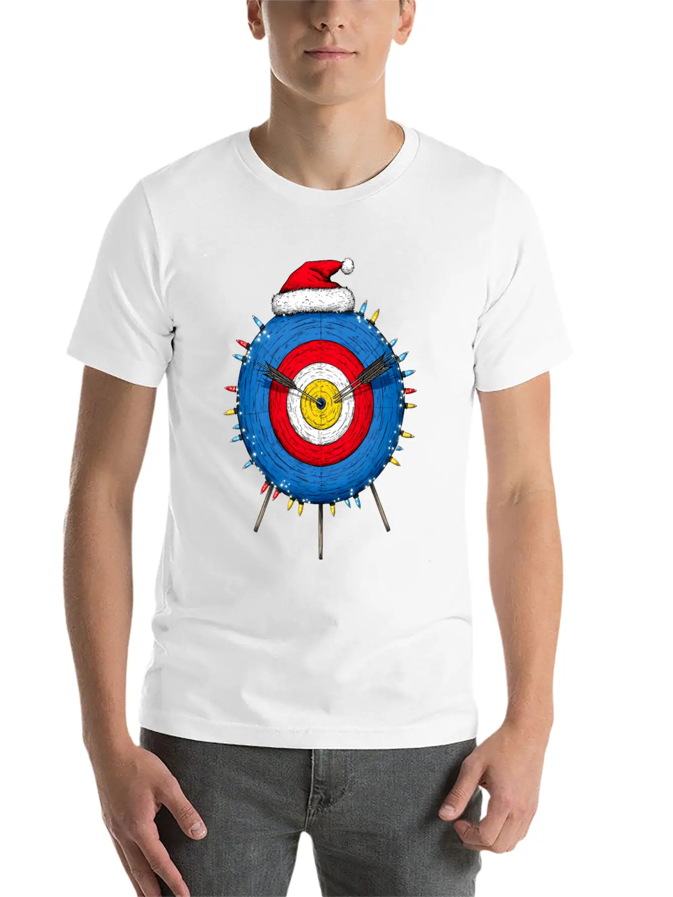 Archery Target Archer Bow And Arrow Christmas Hat Unisex Short Sleeve Soft Cotton T-Shirt – Casual Everyday Wear