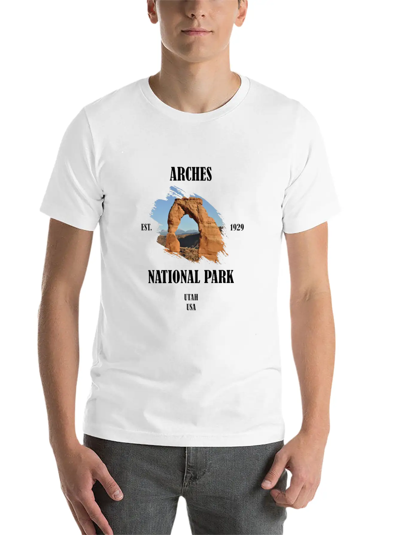 Arches National Park USA Utah America Geology Unisex Short Sleeve Soft Cotton T-Shirt – Casual Everyday Wear