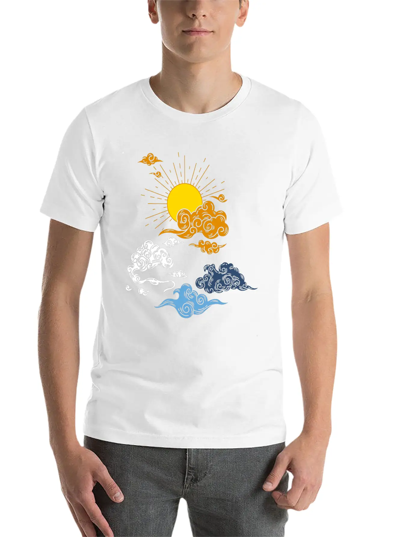 Aro Ace Sun And Clouds. Aroace Pride. Basic Graphic T-Shirt – Daily Comfort In Soft Cotton
