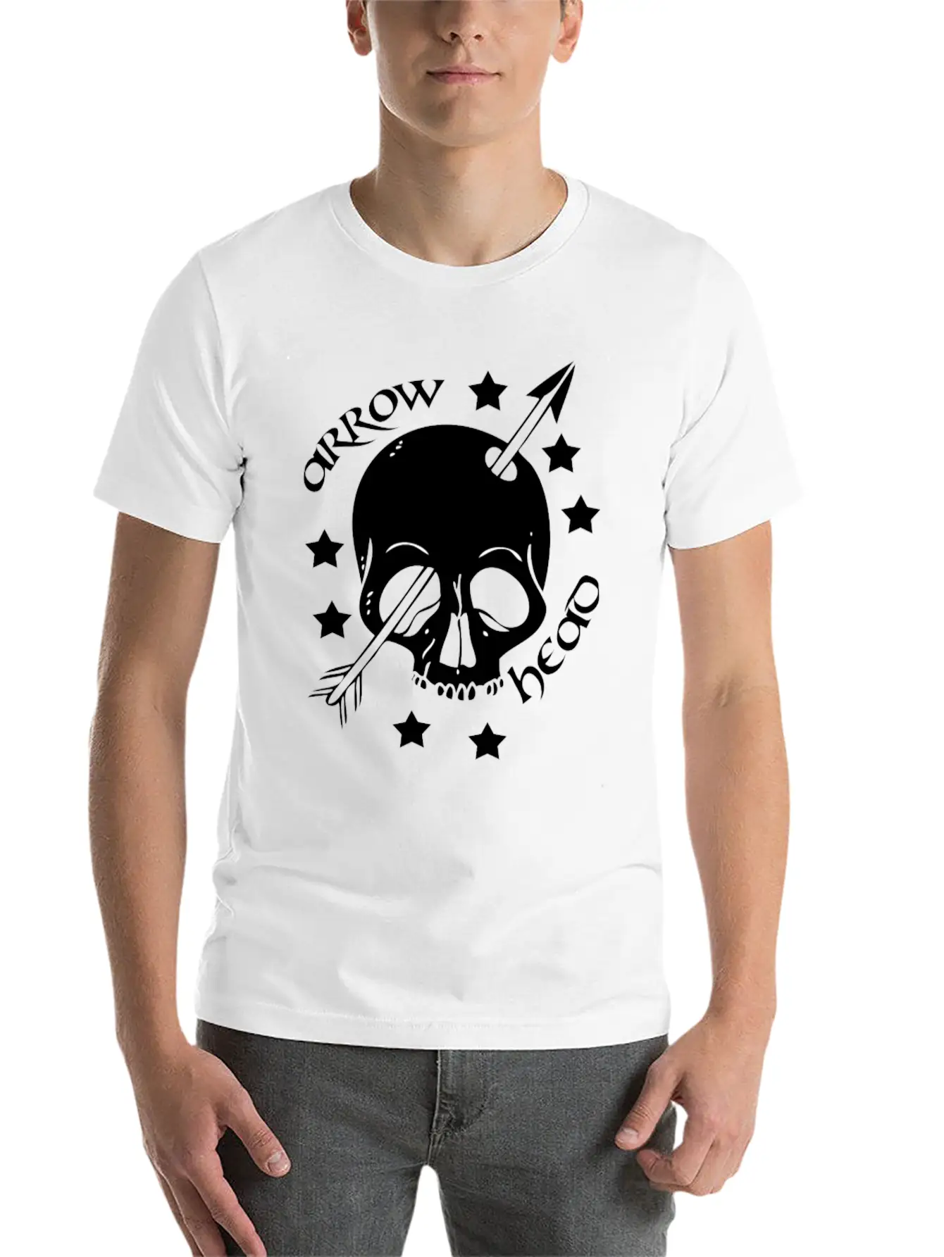 Arrow Skull Head Unisex Short Sleeve Soft Cotton T-Shirt – Casual Everyday Wear