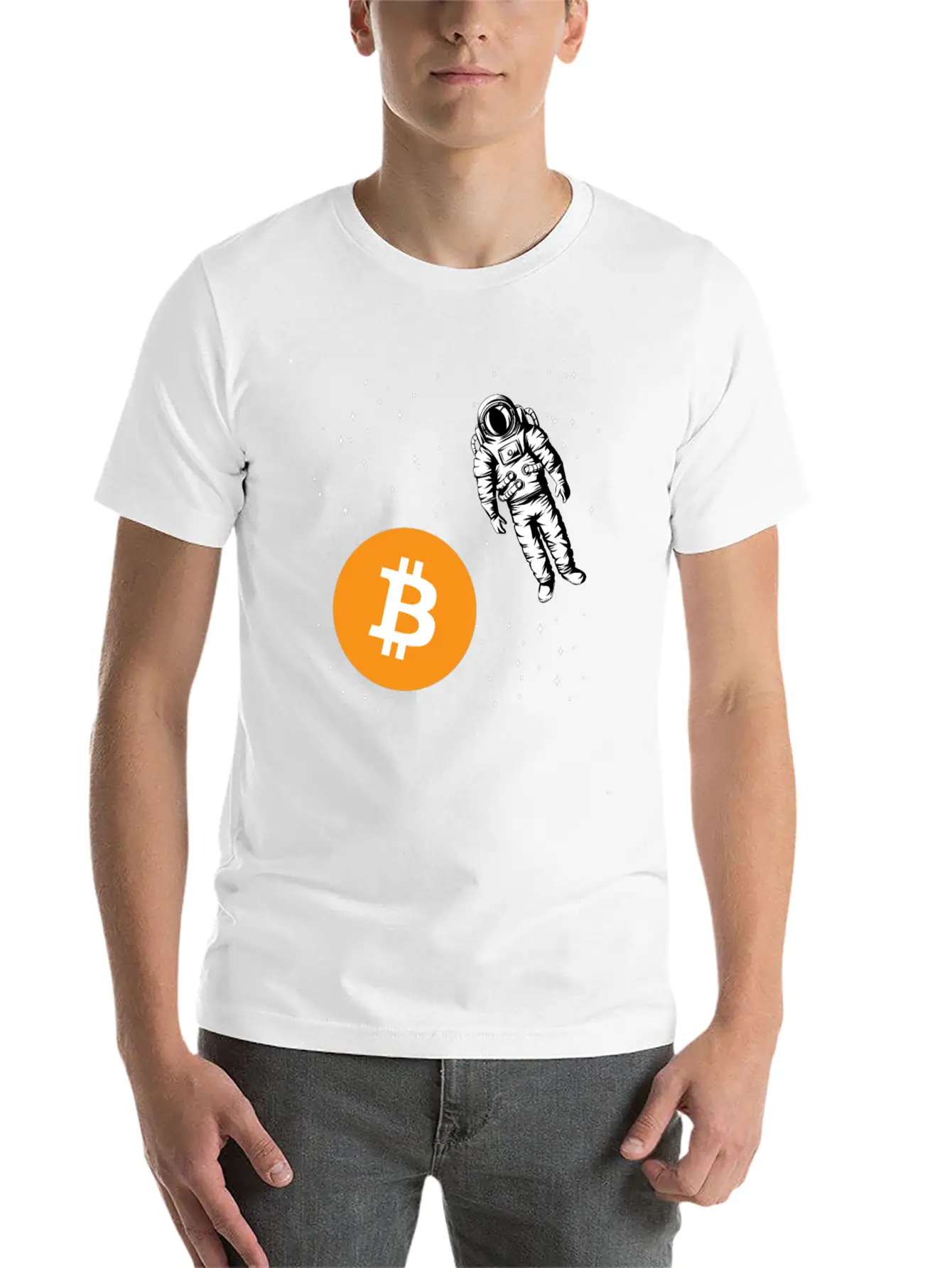 Astronaut BTC To The Moon Crypto Trader Bitcoin Basic Graphic T-Shirt – Daily Comfort In Soft Cotton